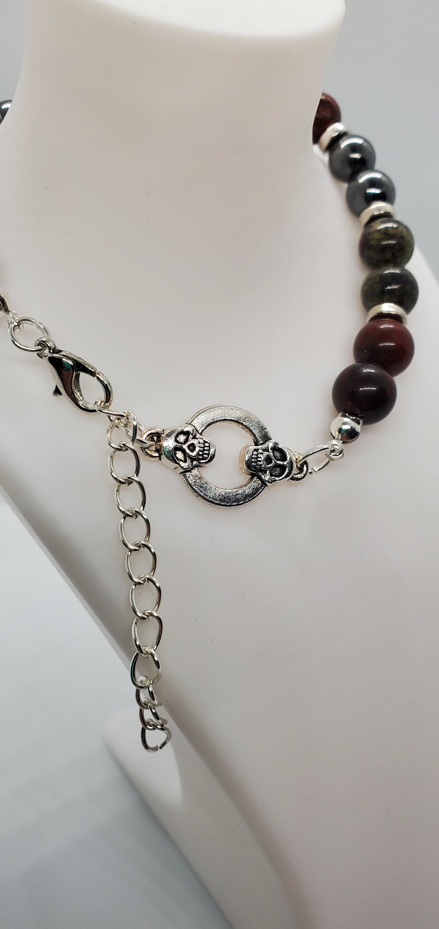Skull and Stone Men's Bracelet 8" size - Cinnful Charms Jewelry