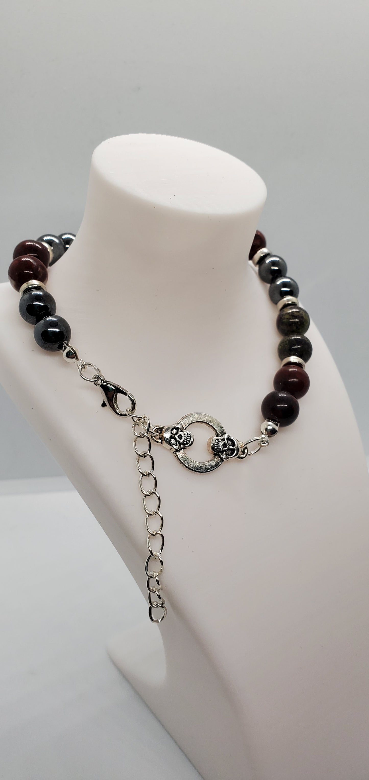 Skull and Stone Men's Bracelet 8" size - Cinnful Charms Jewelry