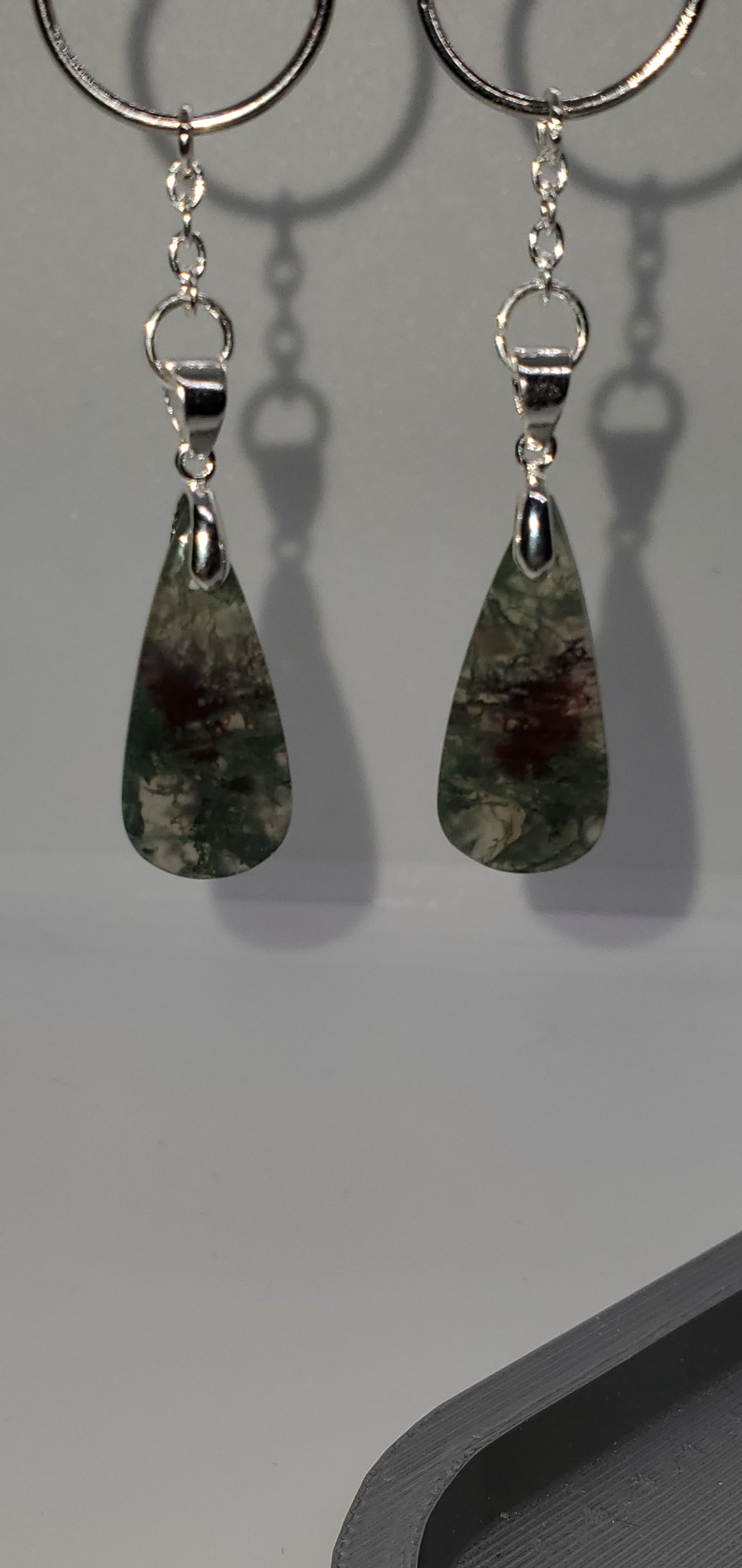 Green Fire Moss and Garnet Tears Earrings - Cinnful Charms Jewelry