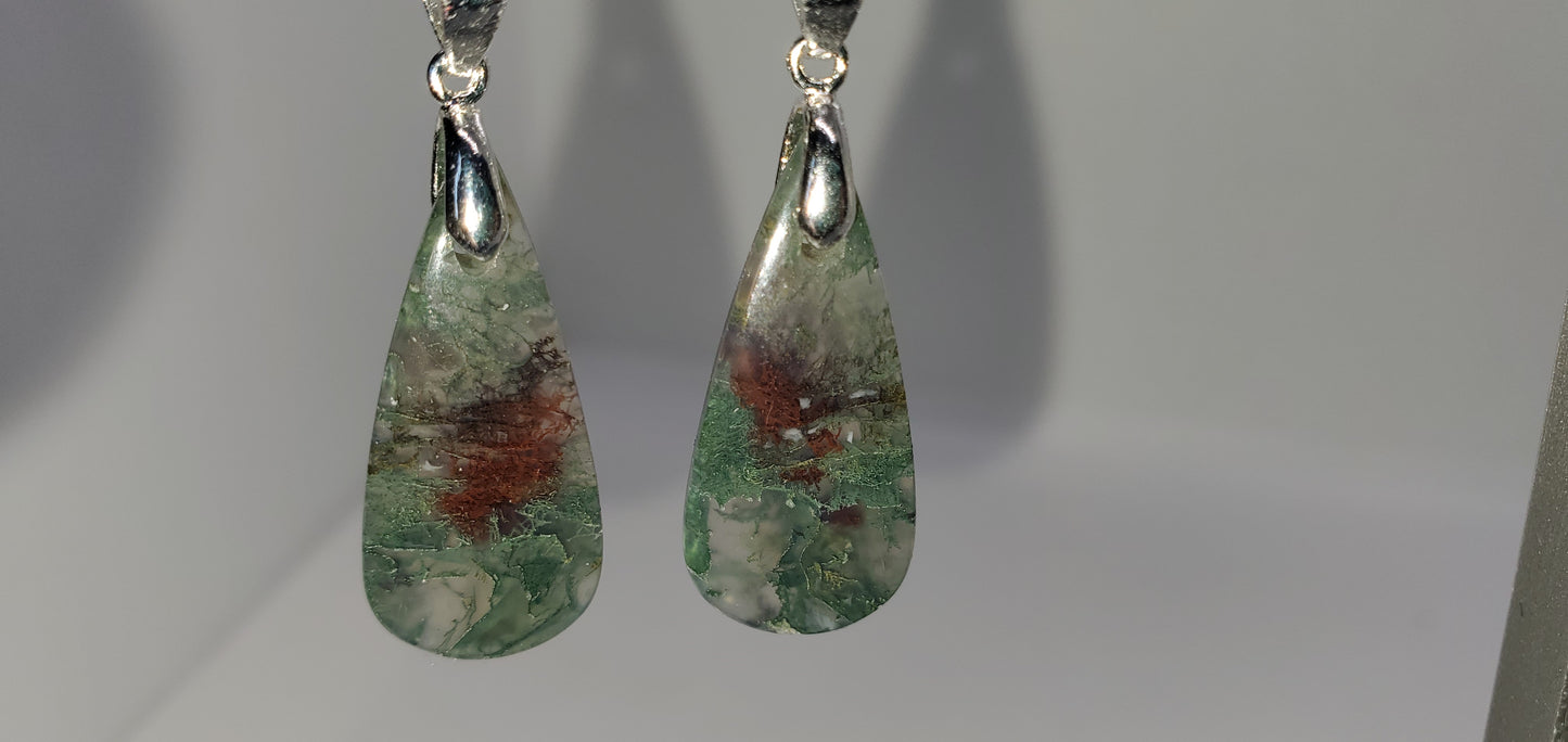 Green Fire Moss and Garnet Tears Earrings - Cinnful Charms Jewelry