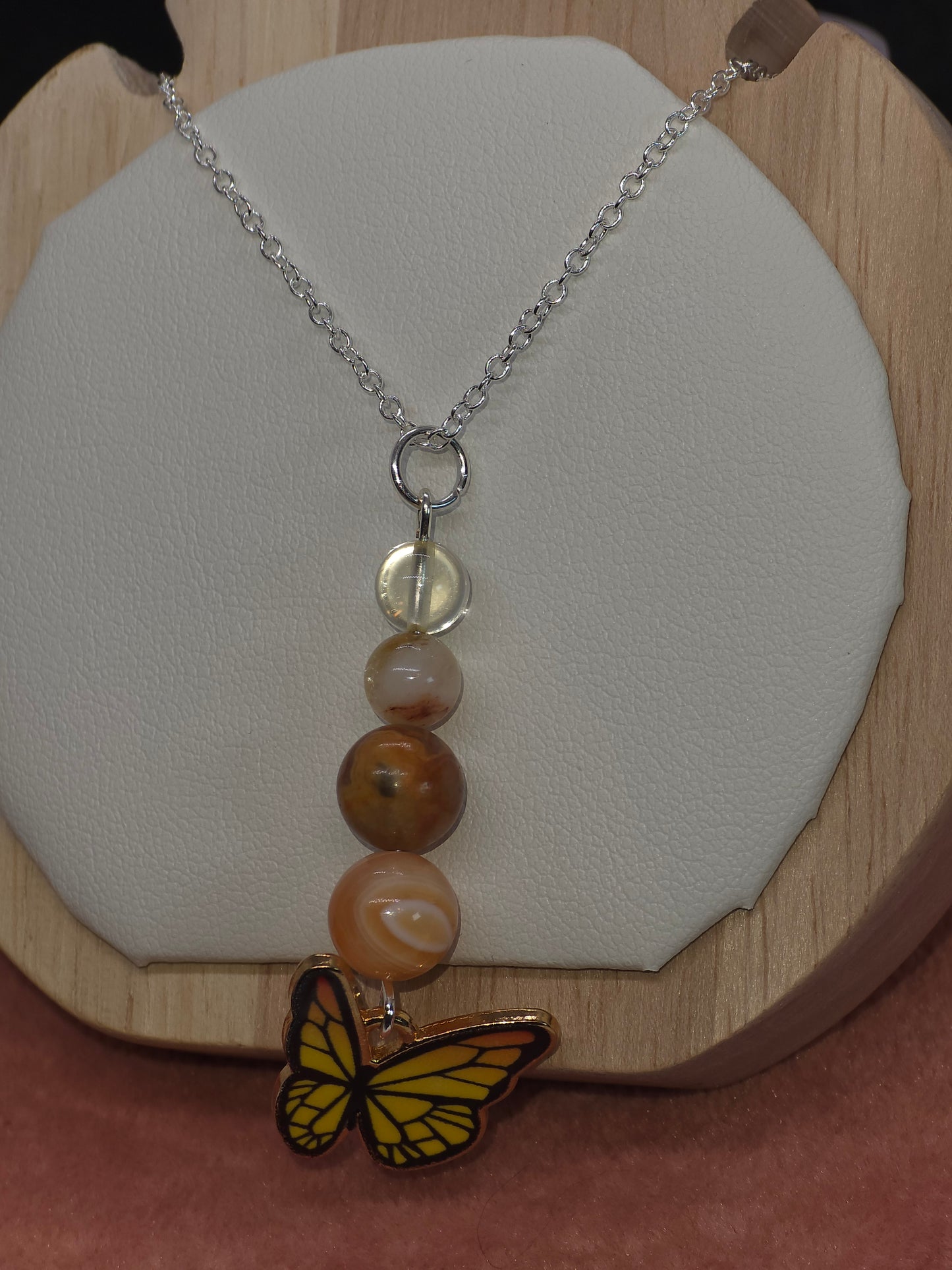 Sunny Energy Boost Necklace: Carnelian, Crazy Lace Agate, Citrine & Clear Quartz - Cinnful Charms Jewelry