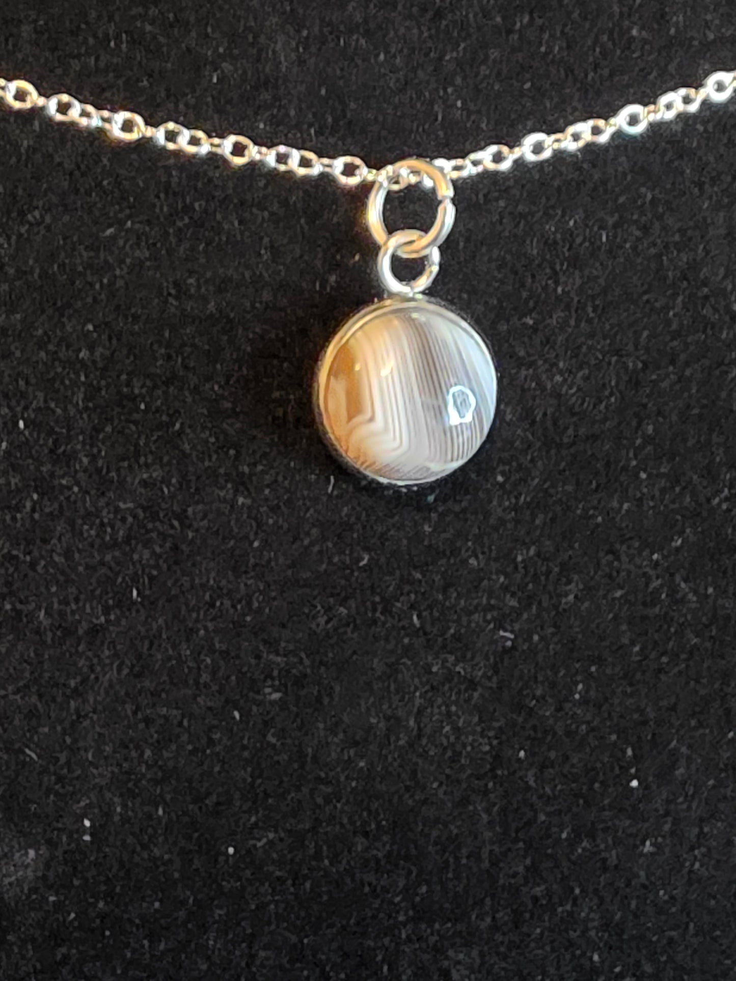 Earth's Canvas: A Botswana Agate Drop Necklace - Cinnful Charms Jewelry