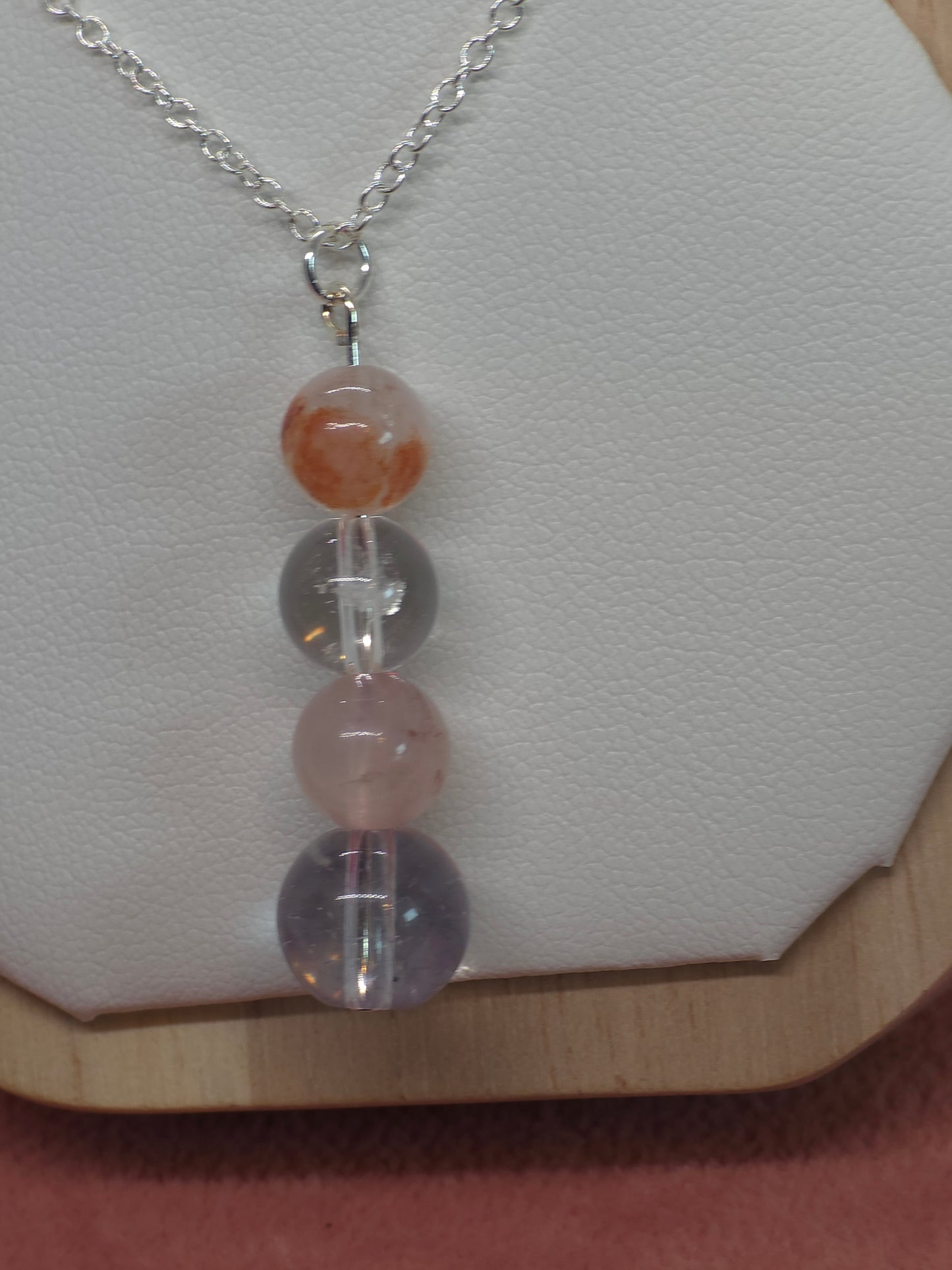 Radiant Energy Necklace: Clear Quartz, Fire Quartz & Citrine - Cinnful Charms Jewelry