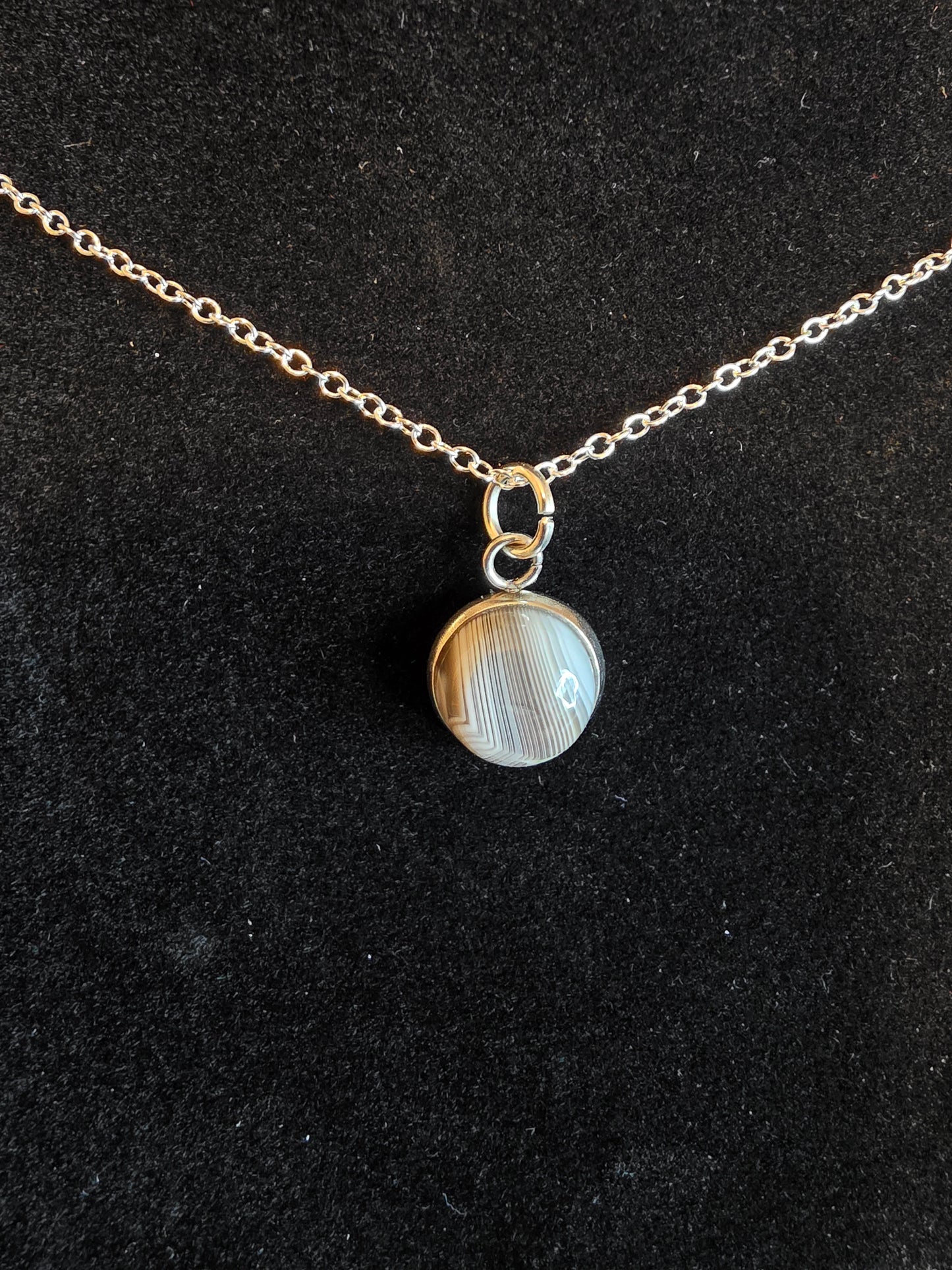Earth's Canvas: A Botswana Agate Drop Necklace - Cinnful Charms Jewelry