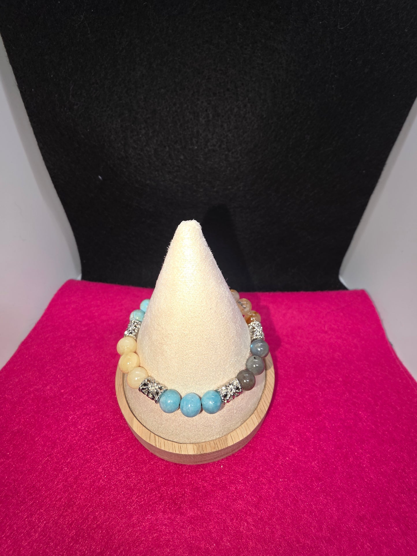 Glass Slipper Sparkle: Aquamarine & Calcite Bracelet - Cinnful Charms Jewelry