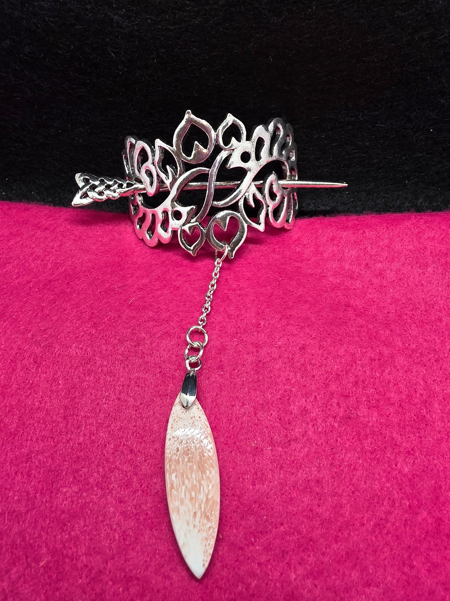 The Valhalla Collection: Scolecite & Stilbite Silver Viking Hair Clips - Cinnful Charms Jewelry