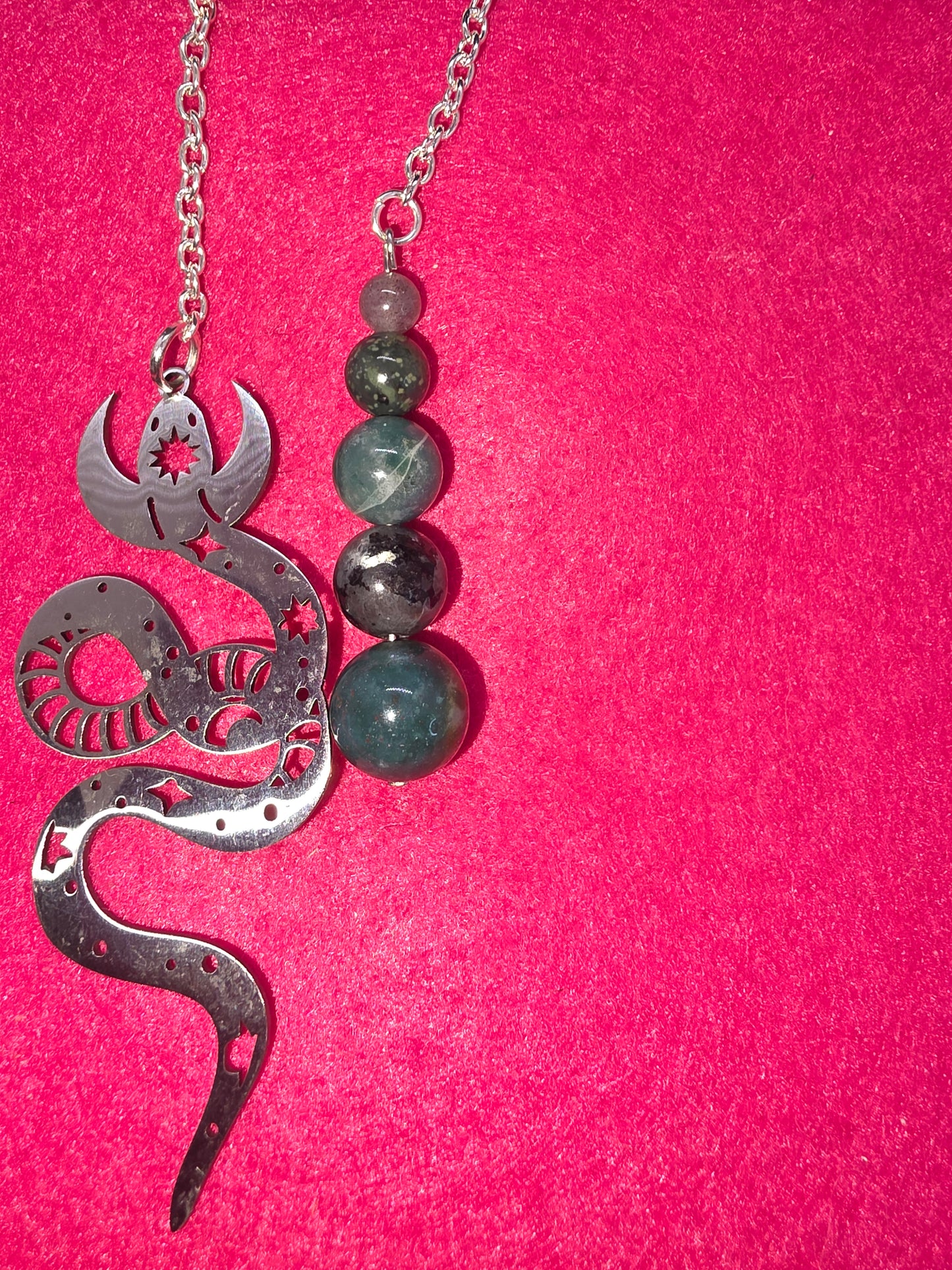 Old World Mystique: Silver Viking Hair Clips, Serpent Artistry & Earth's Gemstones - Cinnful Charms Jewelry