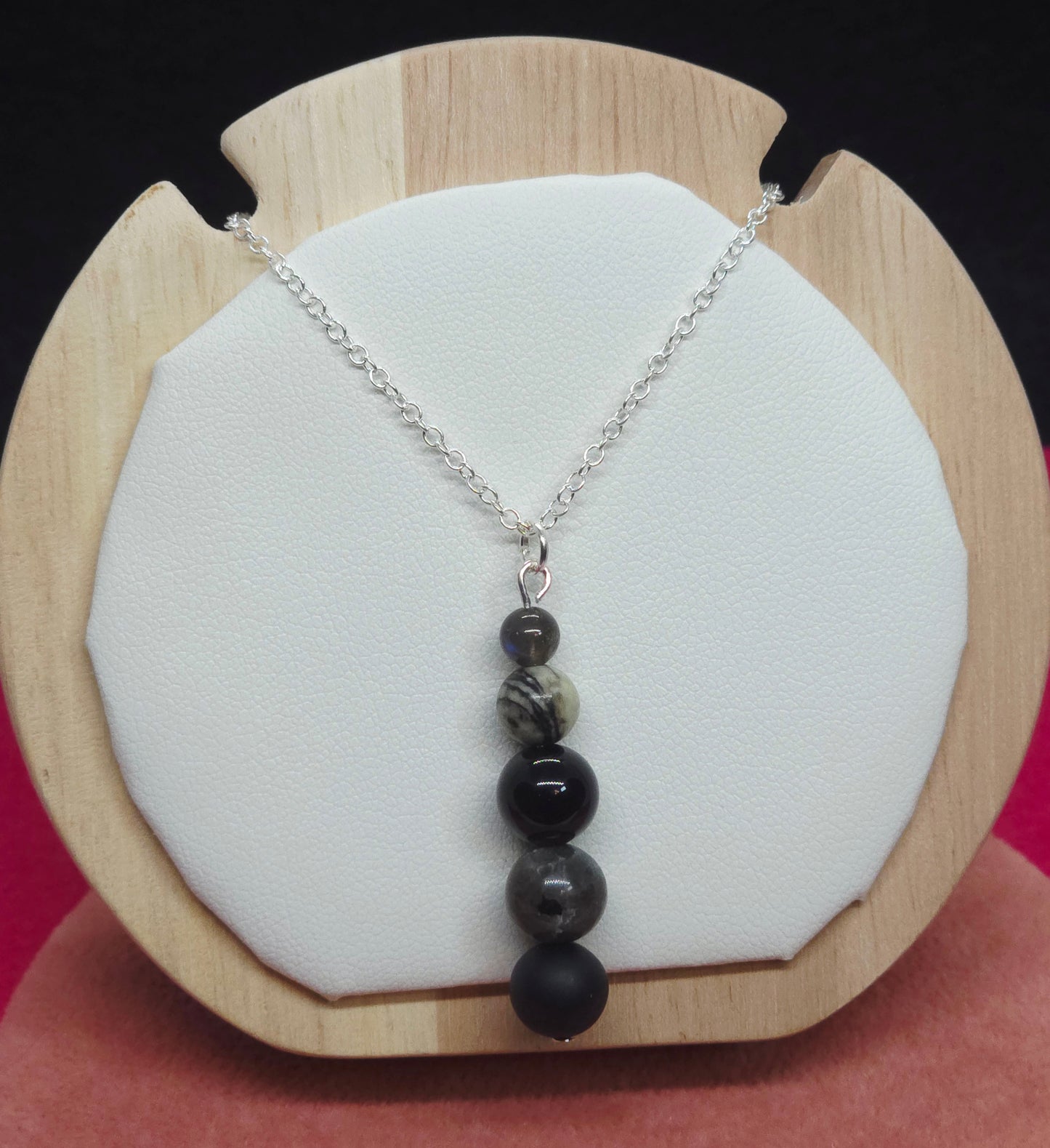 Earth & Shadow Necklace: Black Sardonyx Matte, Larvikite, Black Onyx, Picasso Jasper & Labradorite - Cinnful Charms Jewelry