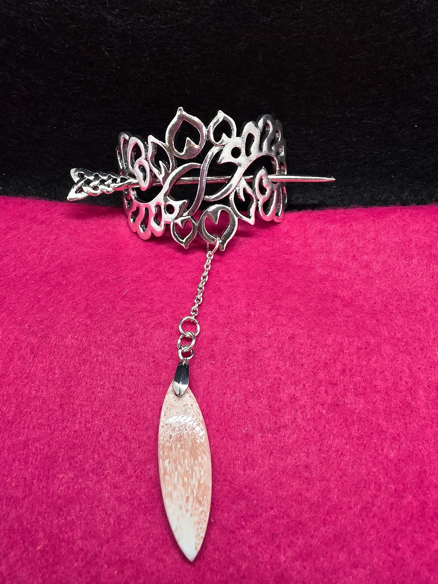 The Valhalla Collection: Scolecite & Stilbite Silver Viking Hair Clips - Cinnful Charms Jewelry