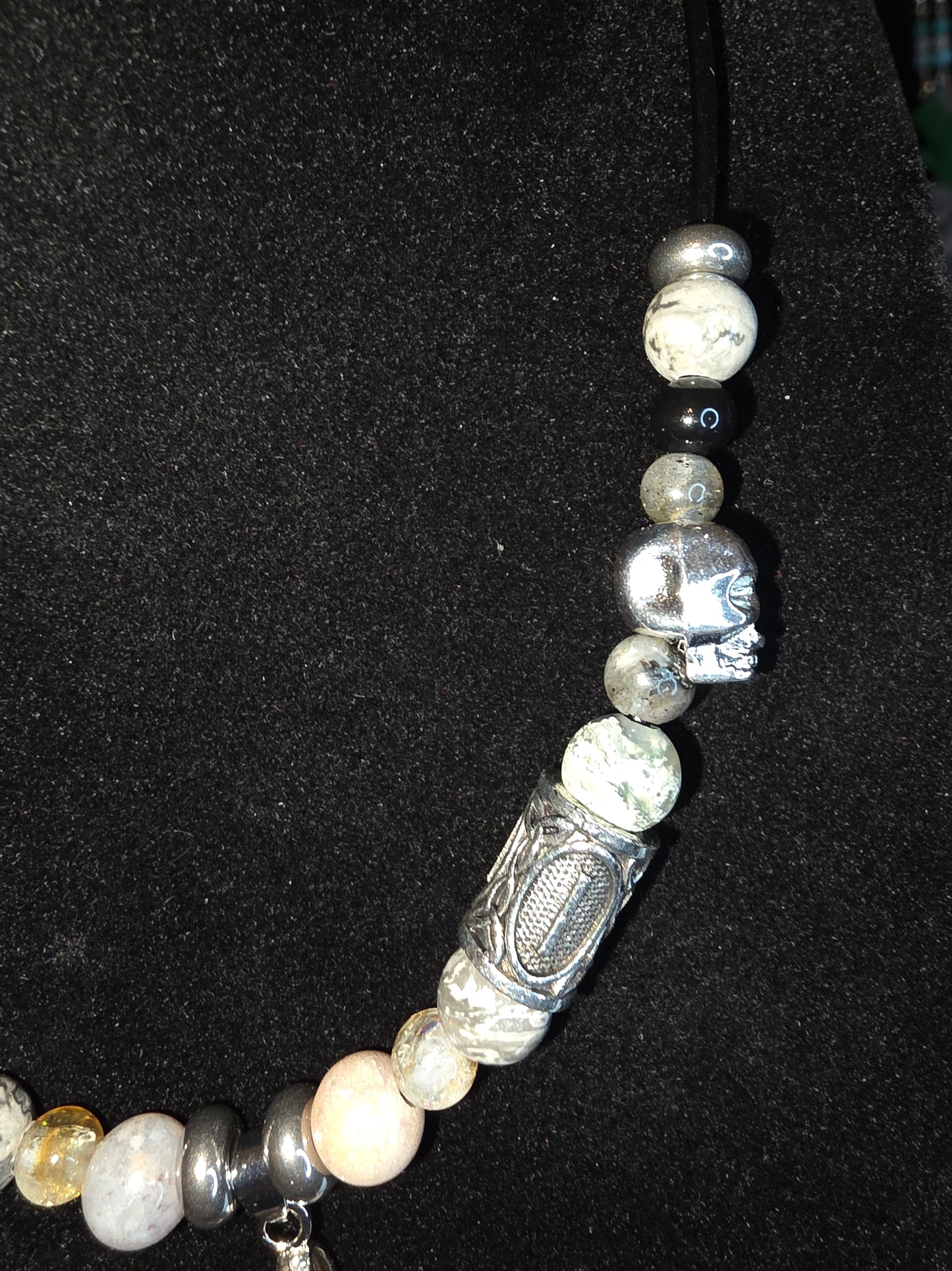 The Clarity & Renewal Collection: Men's Necklaces of Grey Crazy Lace, Citrine & More - Cinnful Charms Jewelry
