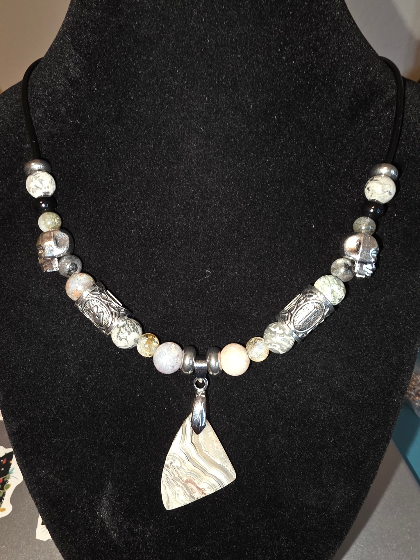 The Clarity & Renewal Collection: Men's Necklaces of Grey Crazy Lace, Citrine & More - Cinnful Charms Jewelry