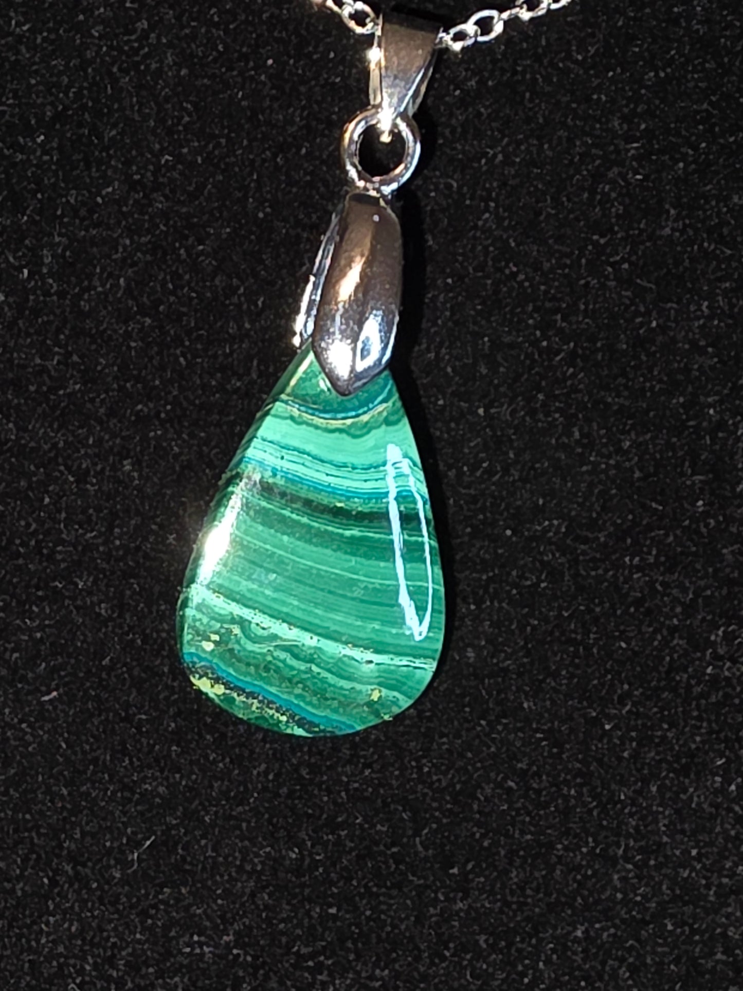 Verdant Raindrop: A Malachite Necklace - Cinnful Charms Jewelry
