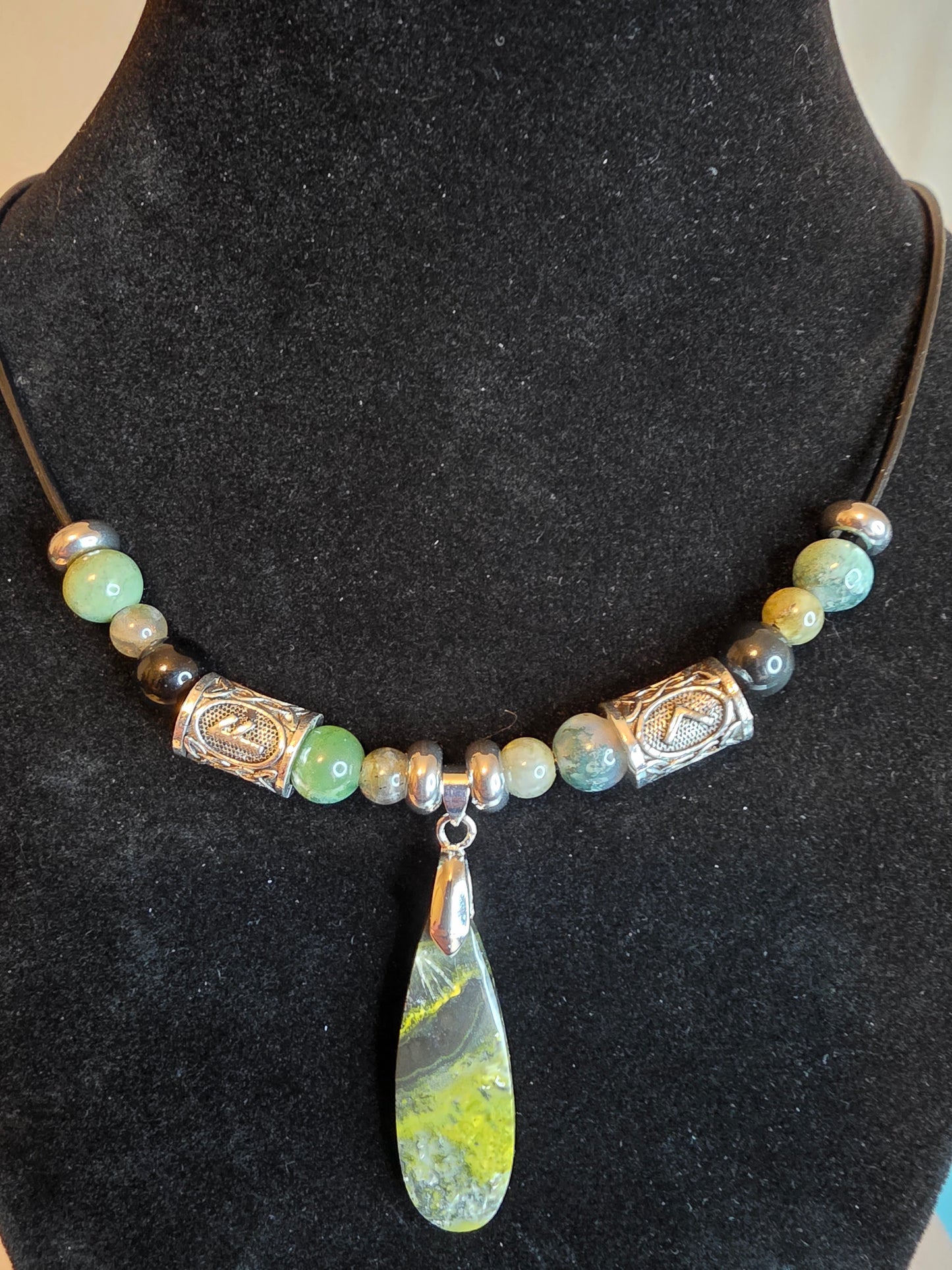 Forge & Flow: Men's Necklaces - Moss Agate, Larvikite, Grey Crazy Lace & Bumblebee Jasper - Cinnful Charms Jewelry