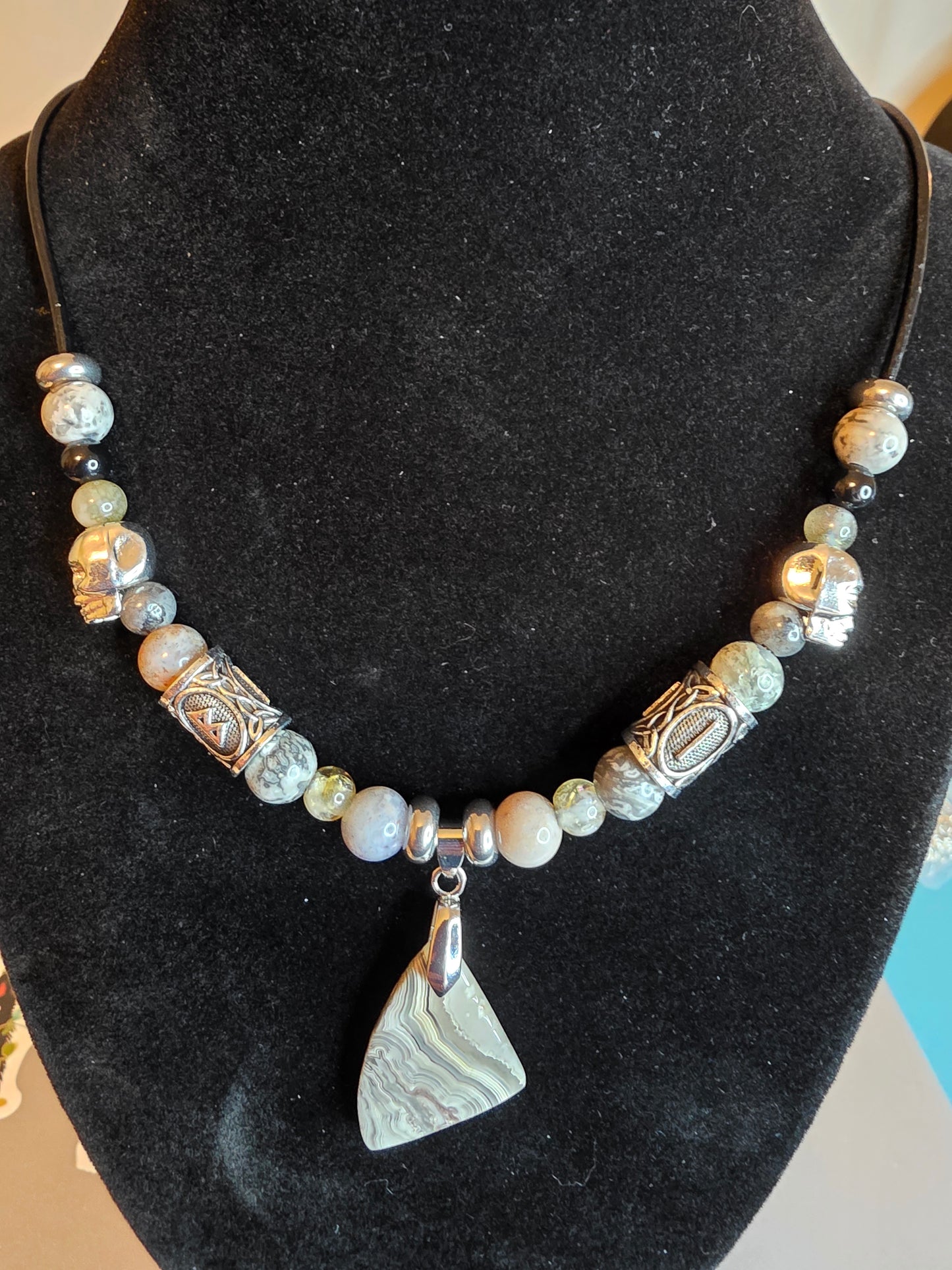 The Clarity & Renewal Collection: Men's Necklaces of Grey Crazy Lace, Citrine & More - Cinnful Charms Jewelry