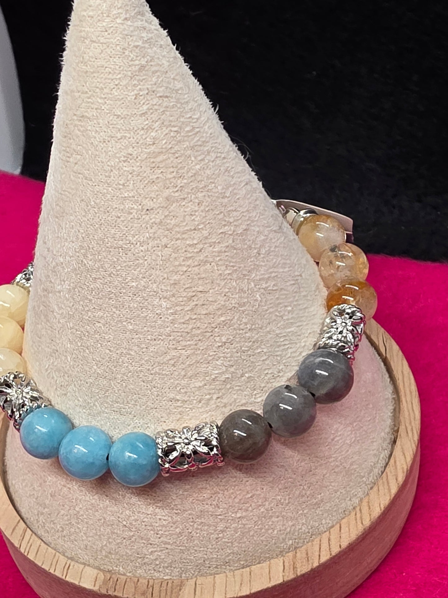Glass Slipper Sparkle: Aquamarine & Calcite Bracelet - Cinnful Charms Jewelry