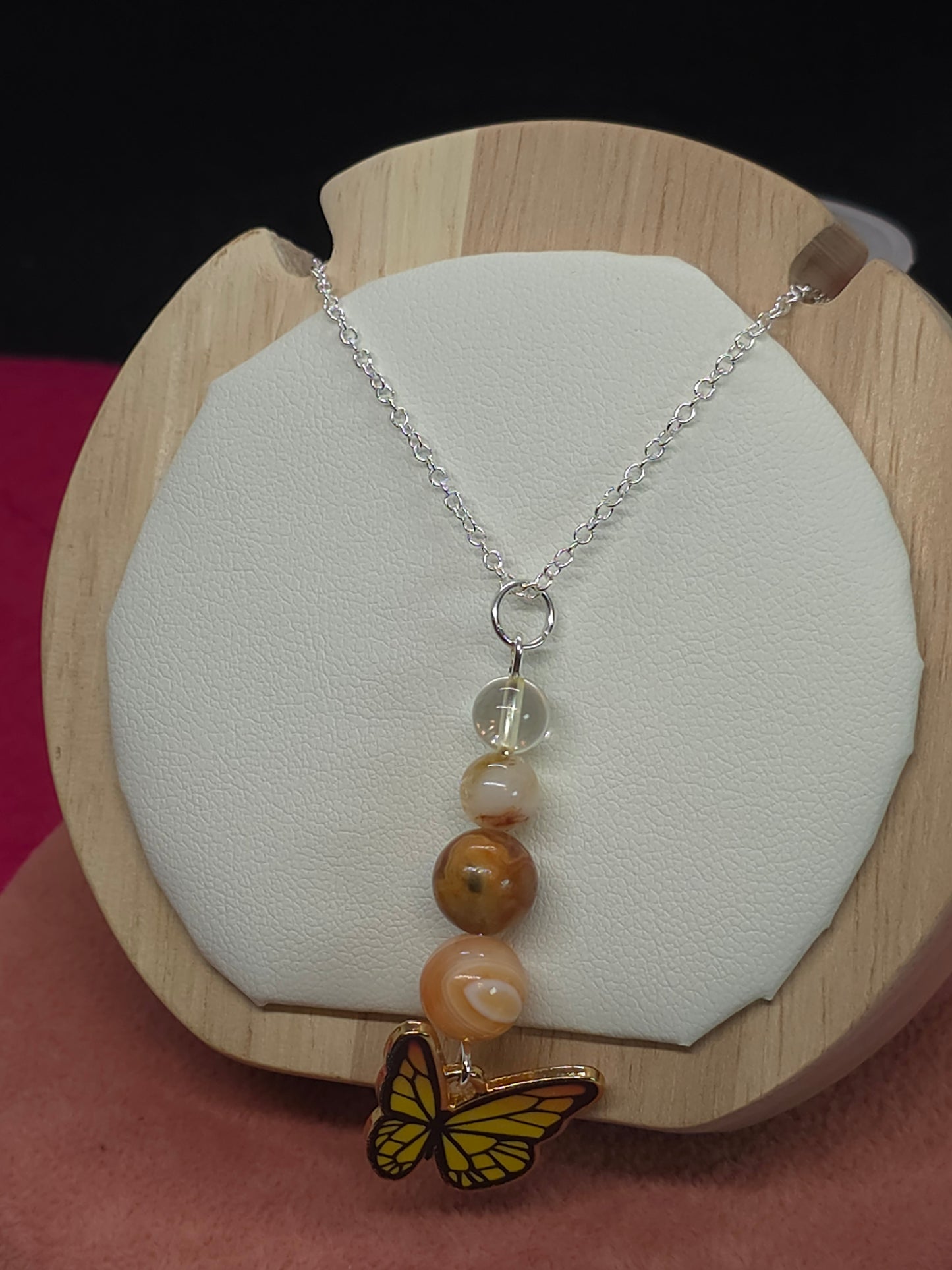Sunny Energy Boost Necklace: Carnelian, Crazy Lace Agate, Citrine & Clear Quartz - Cinnful Charms Jewelry