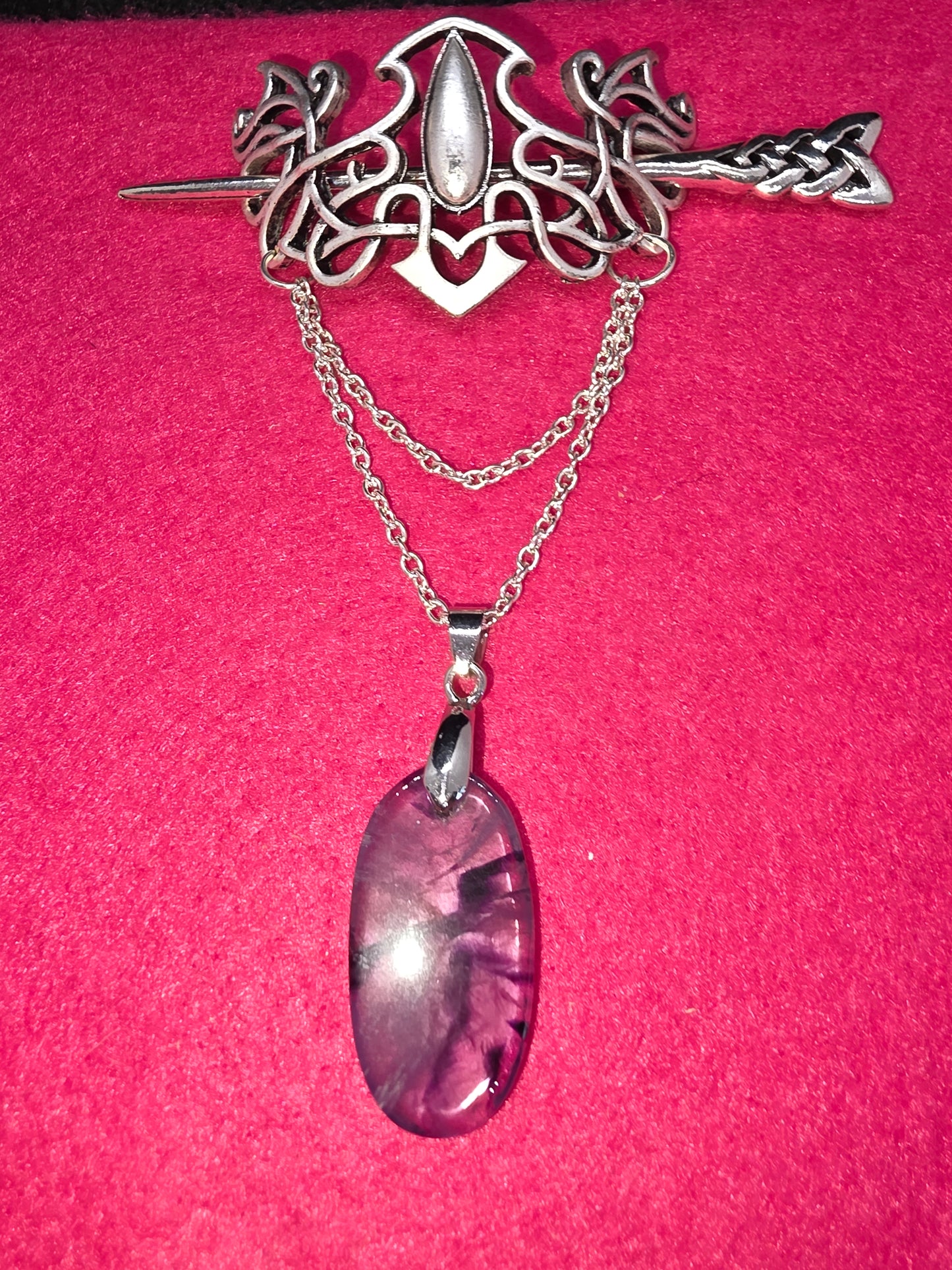 Skaldic Silhouettes: Amethyst & Silver Hair Art - Cinnful Charms Jewelry