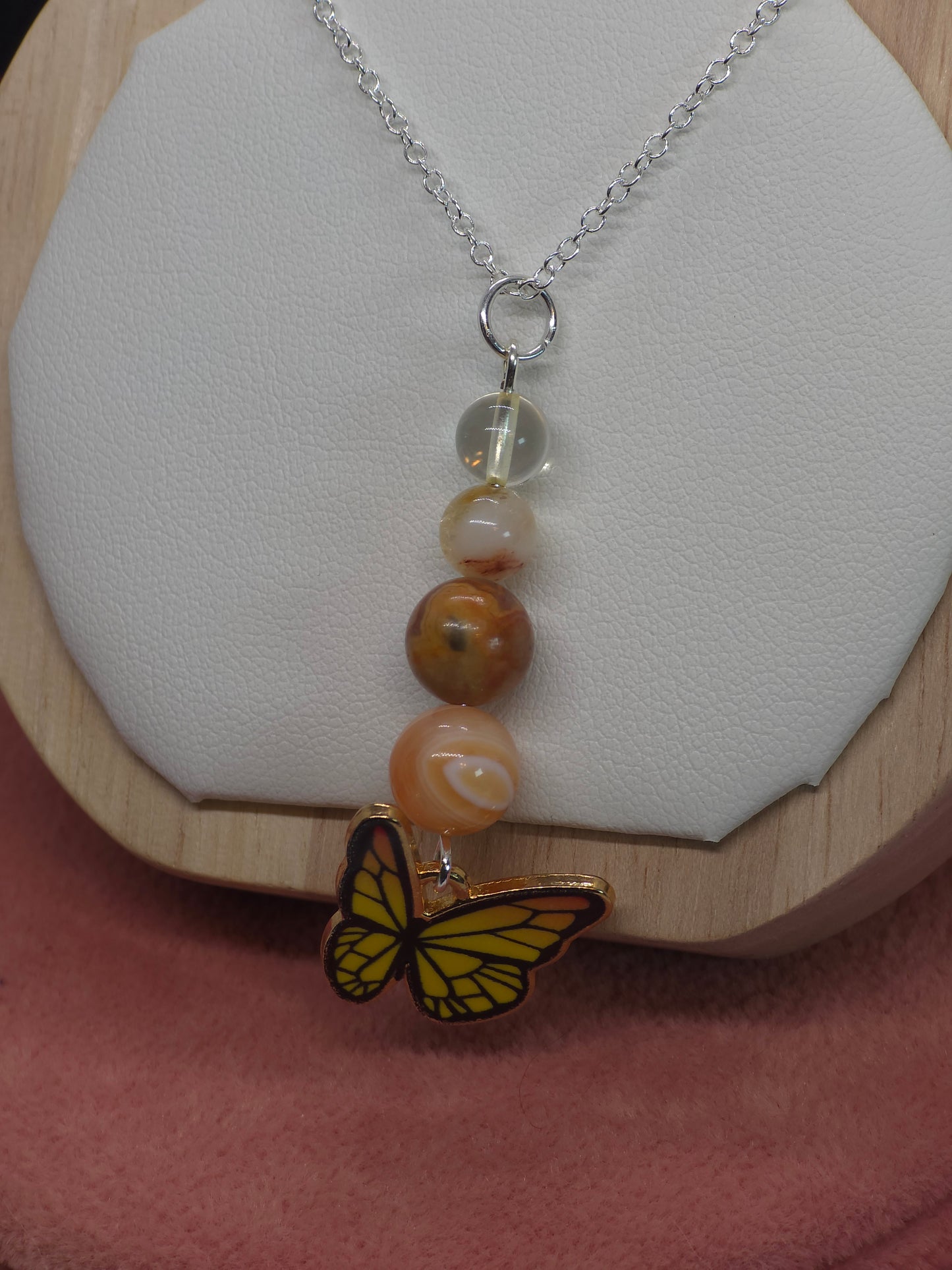 Sunny Energy Boost Necklace: Carnelian, Crazy Lace Agate, Citrine & Clear Quartz - Cinnful Charms Jewelry