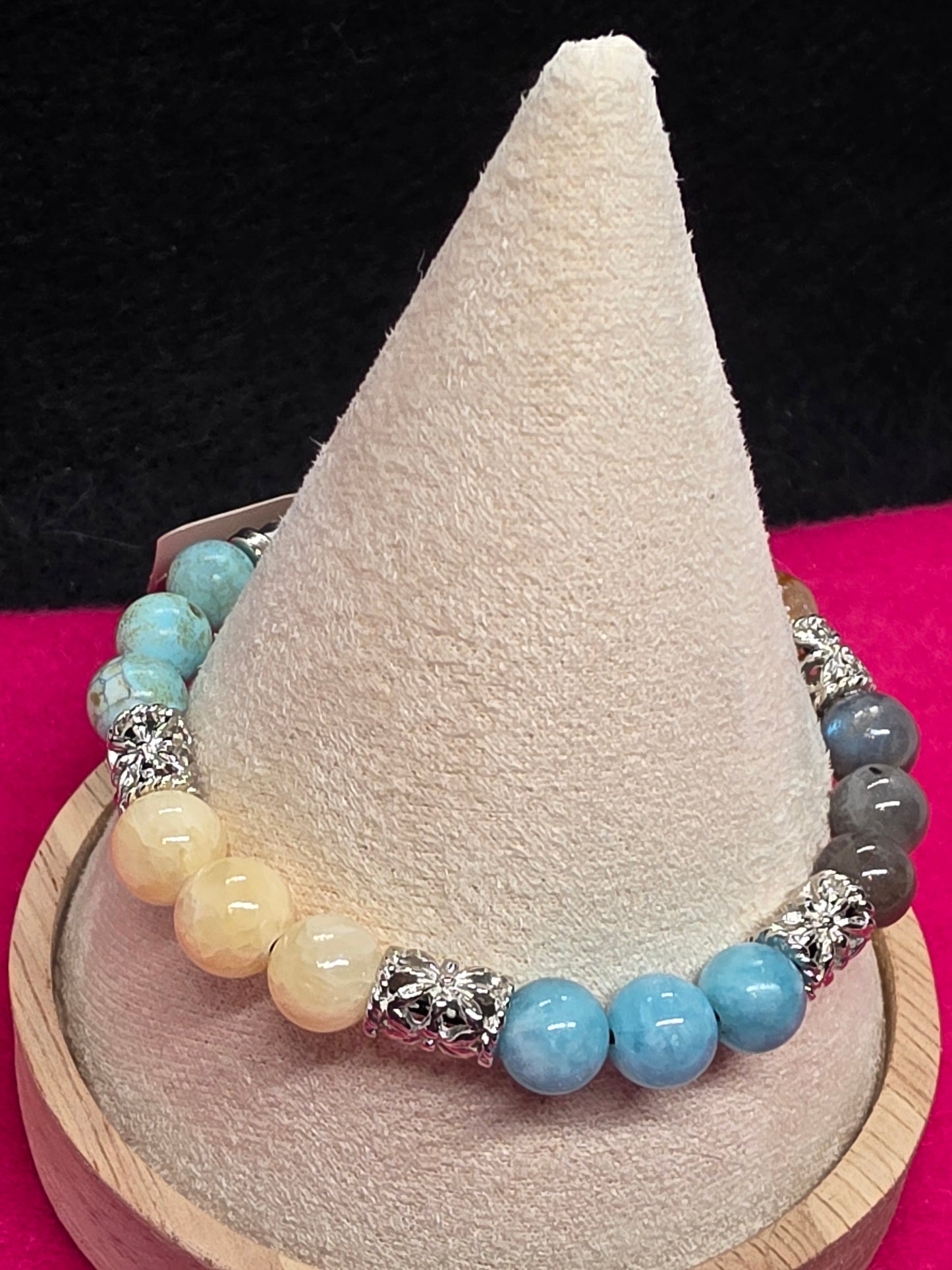 Glass Slipper Sparkle: Aquamarine & Calcite Bracelet - Cinnful Charms Jewelry