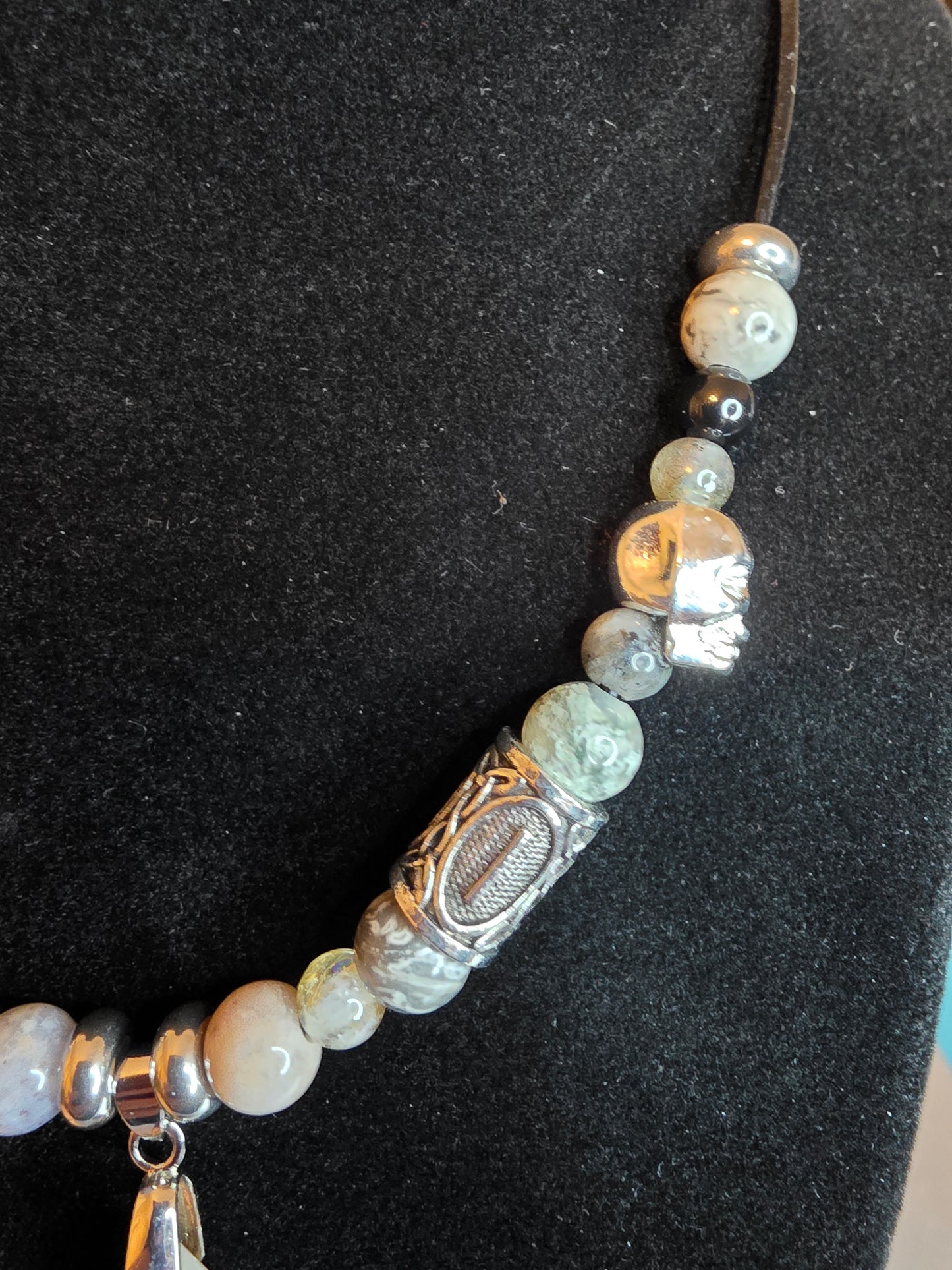 The Clarity & Renewal Collection: Men's Necklaces of Grey Crazy Lace, Citrine & More - Cinnful Charms Jewelry