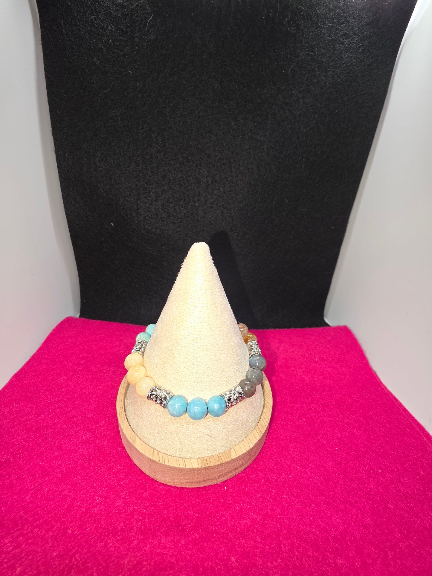 Glass Slipper Sparkle: Aquamarine & Calcite Bracelet - Cinnful Charms Jewelry