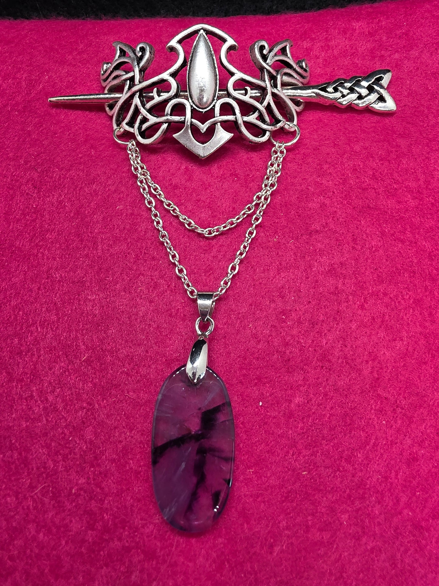 Skaldic Silhouettes: Amethyst & Silver Hair Art - Cinnful Charms Jewelry