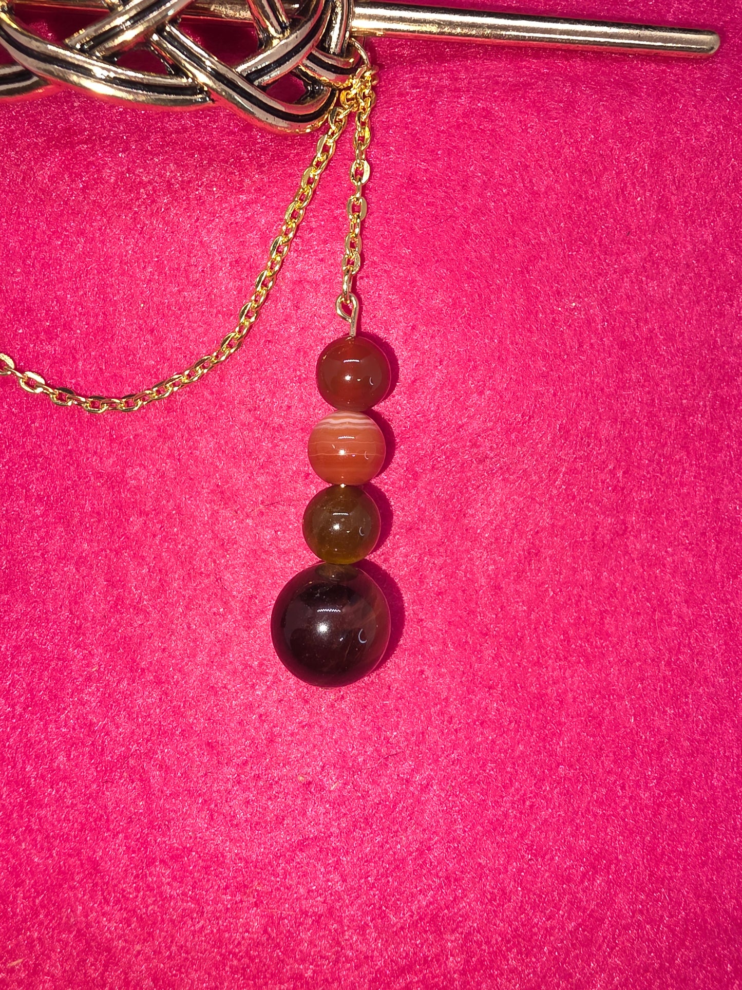 Norse & Celtic Treasures: Carnelian & Tiger's Eye Hair Clips - Cinnful Charms Jewelry
