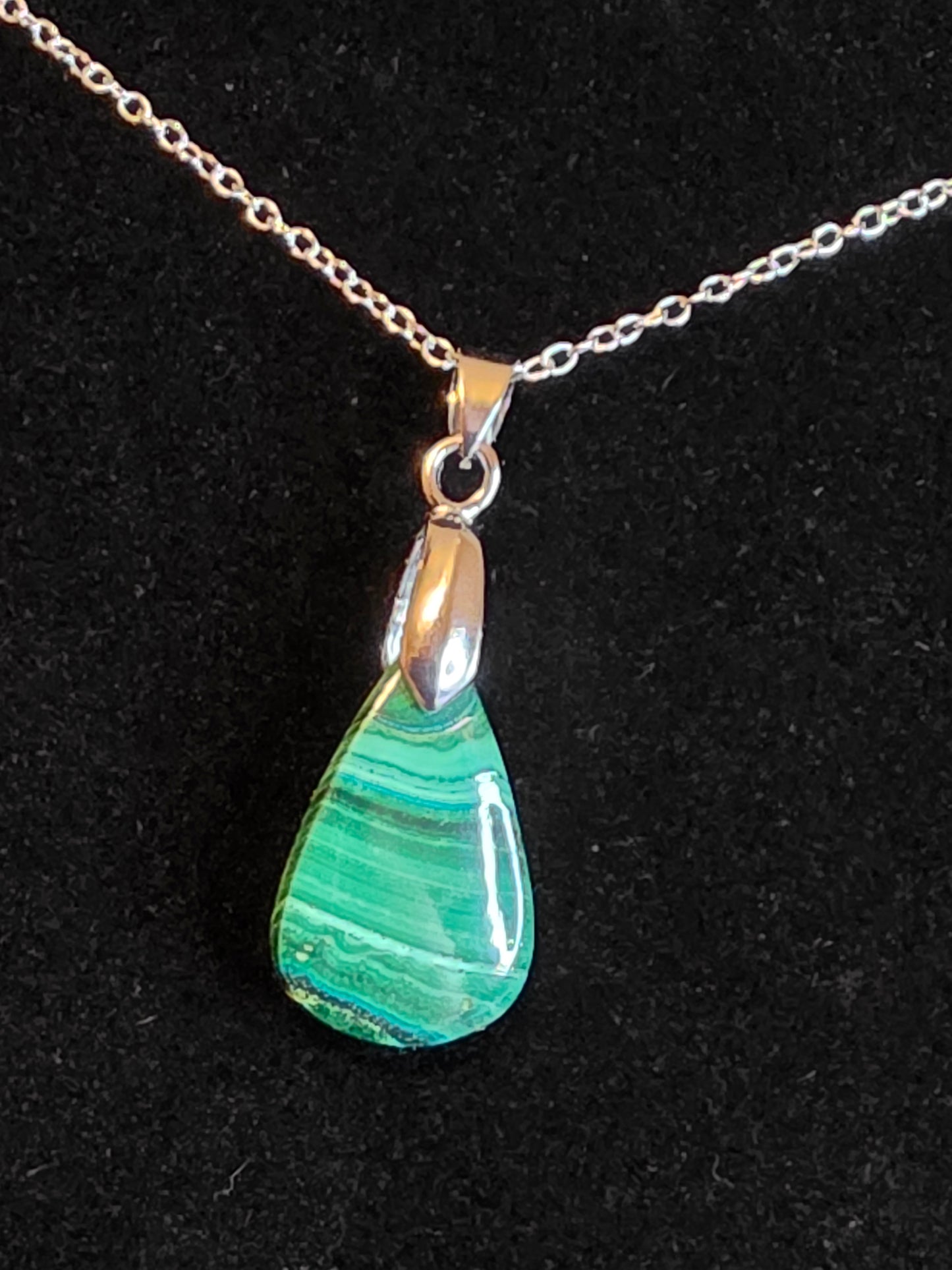 Verdant Raindrop: A Malachite Necklace - Cinnful Charms Jewelry