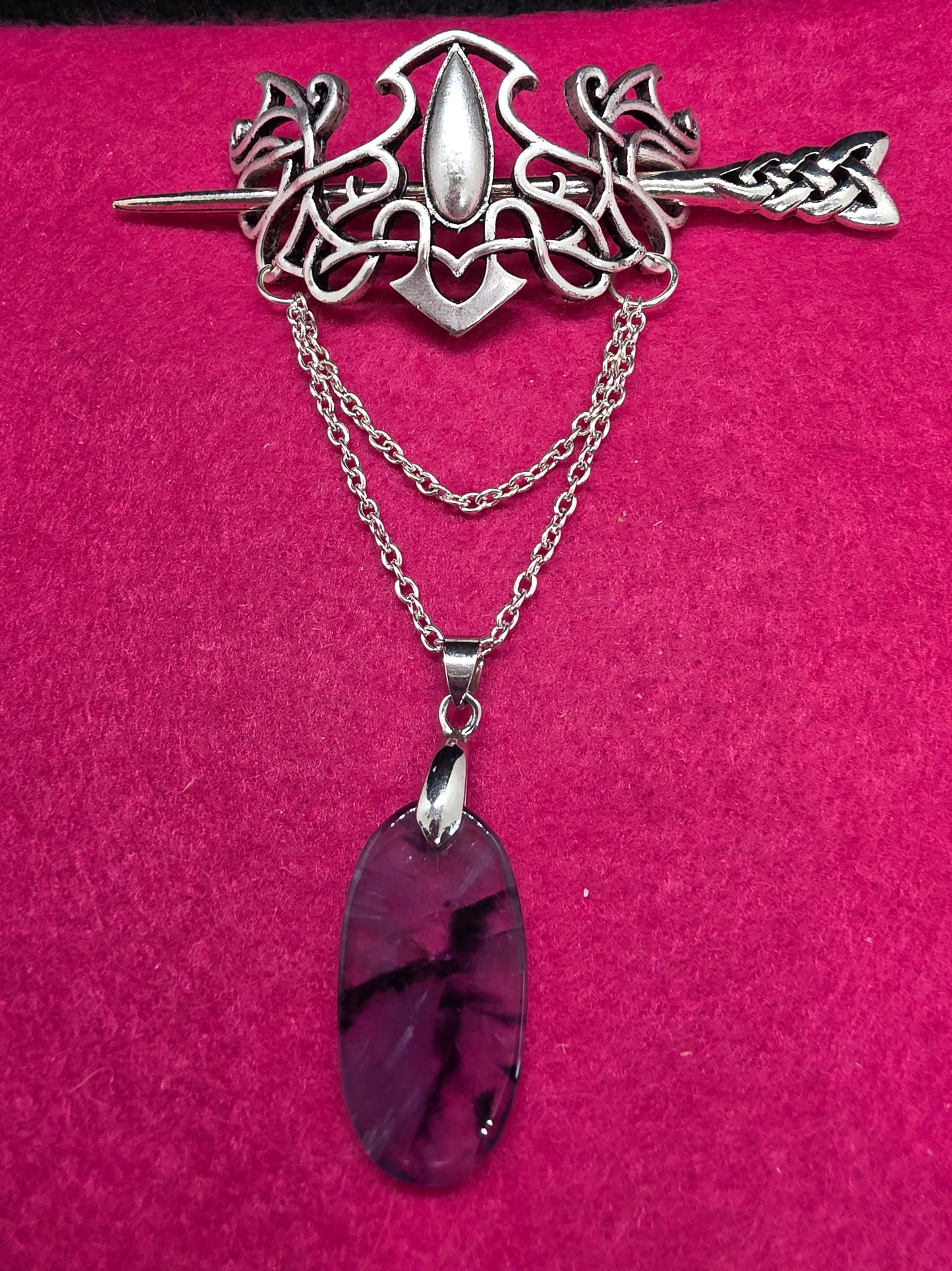 Skaldic Silhouettes: Amethyst & Silver Hair Art - Cinnful Charms Jewelry