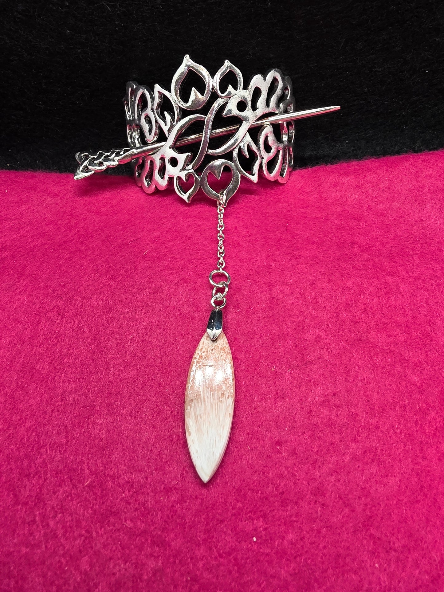 The Valhalla Collection: Scolecite & Stilbite Silver Viking Hair Clips - Cinnful Charms Jewelry