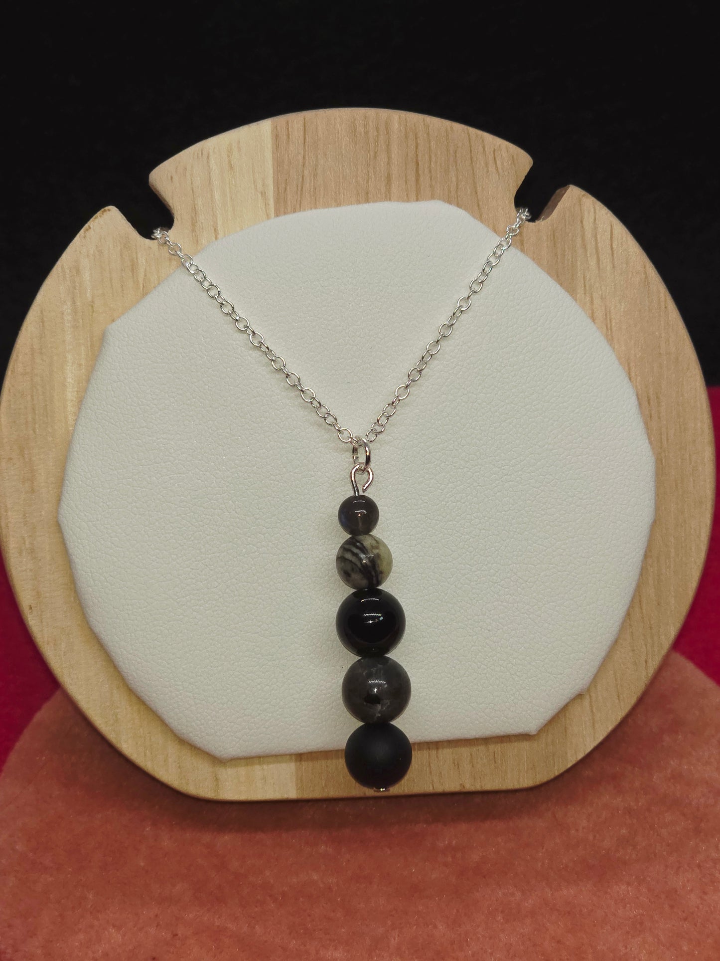 Earth & Shadow Necklace: Black Sardonyx Matte, Larvikite, Black Onyx, Picasso Jasper & Labradorite - Cinnful Charms Jewelry