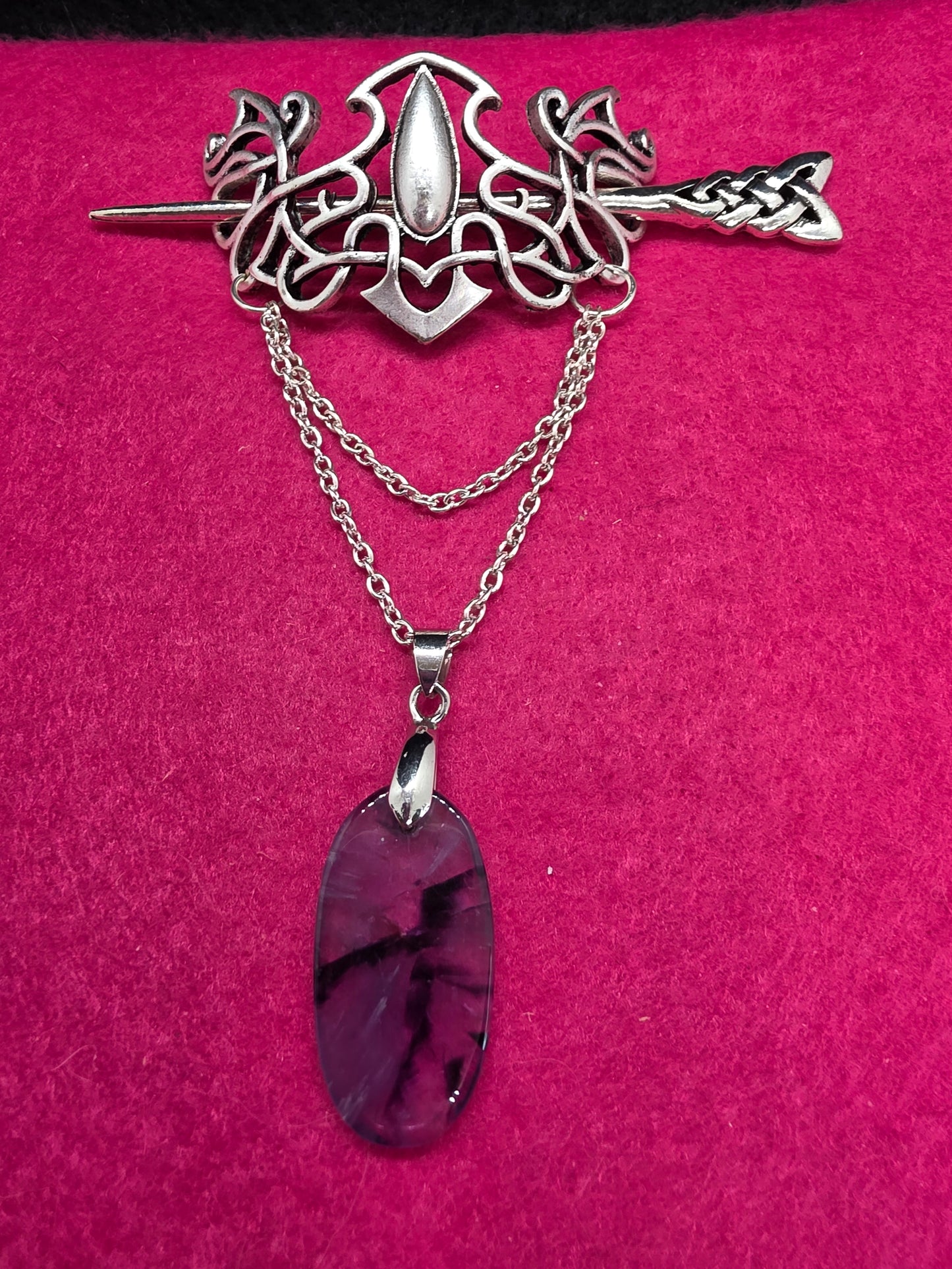 Skaldic Silhouettes: Amethyst & Silver Hair Art - Cinnful Charms Jewelry