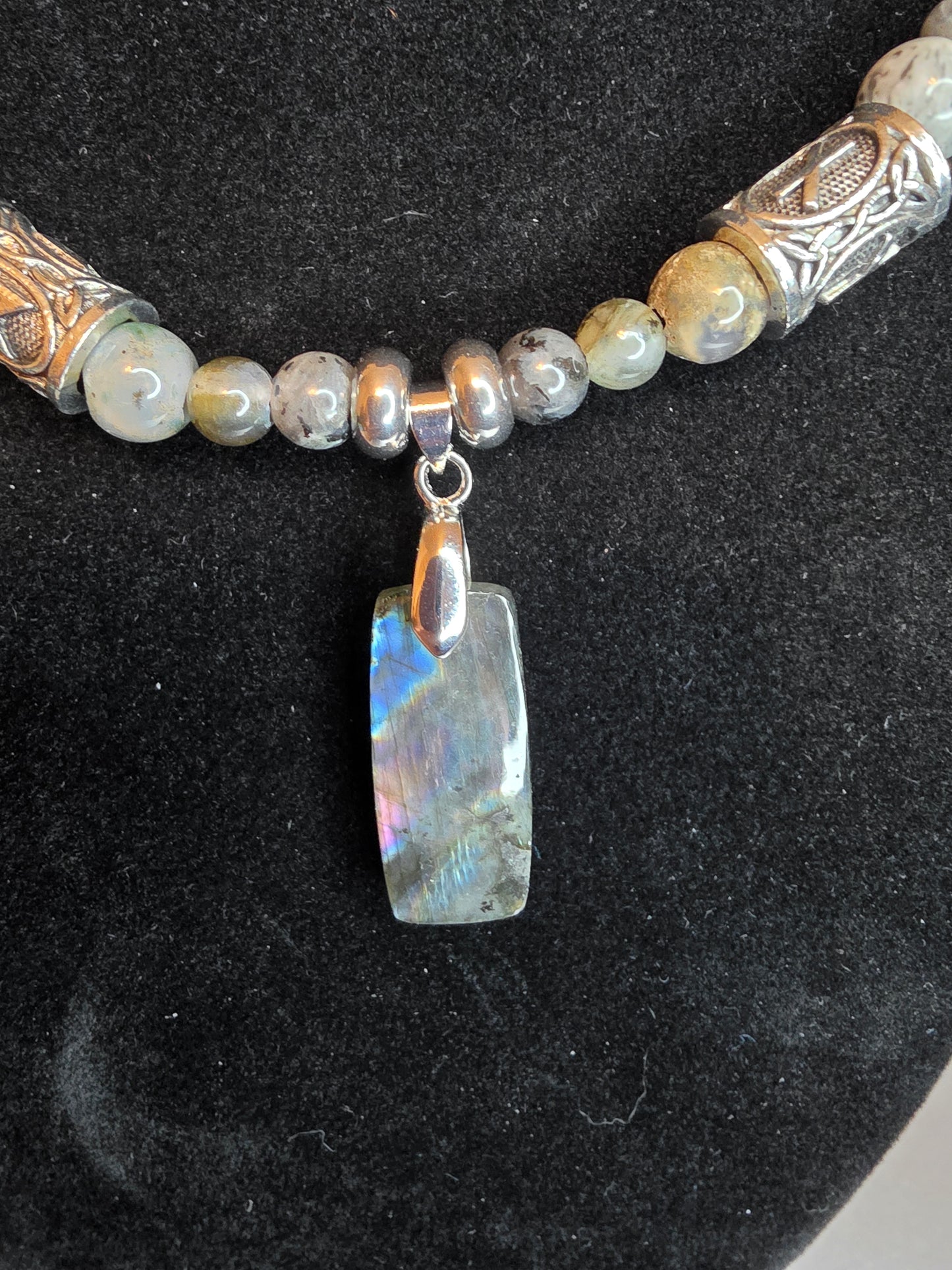 Dawn & Journey: Men's Necklaces with Labradorite, Larvikite, and More - Cinnful Charms Jewelry