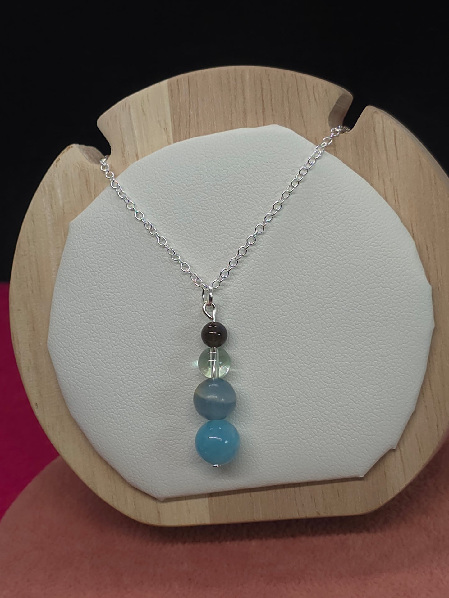 Serene Depths Necklace: Aquamarine, Lemurian Blue Calcite, Fluorite & Labradorite - Cinnful Charms Jewelry