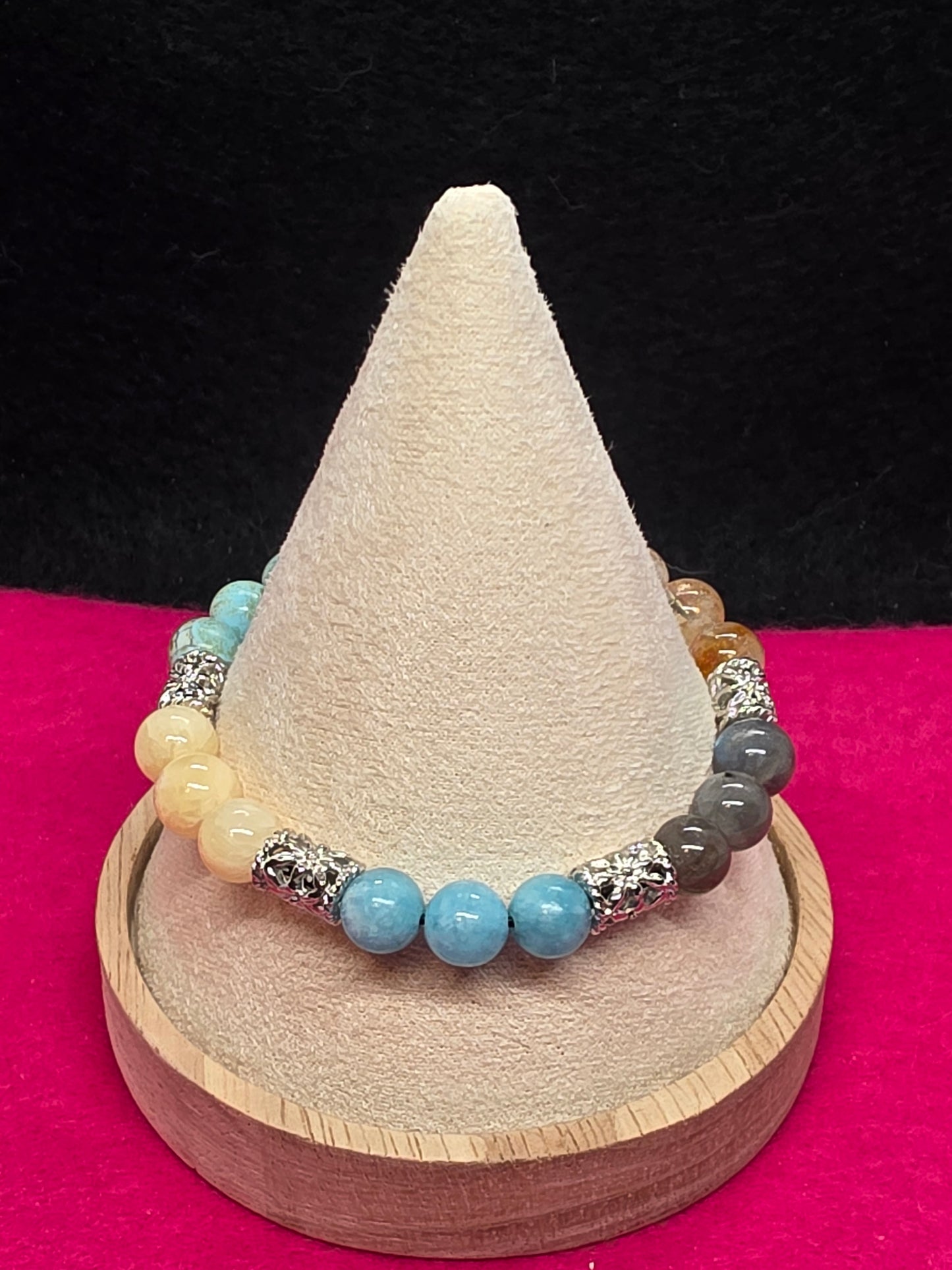 Glass Slipper Sparkle: Aquamarine & Calcite Bracelet - Cinnful Charms Jewelry