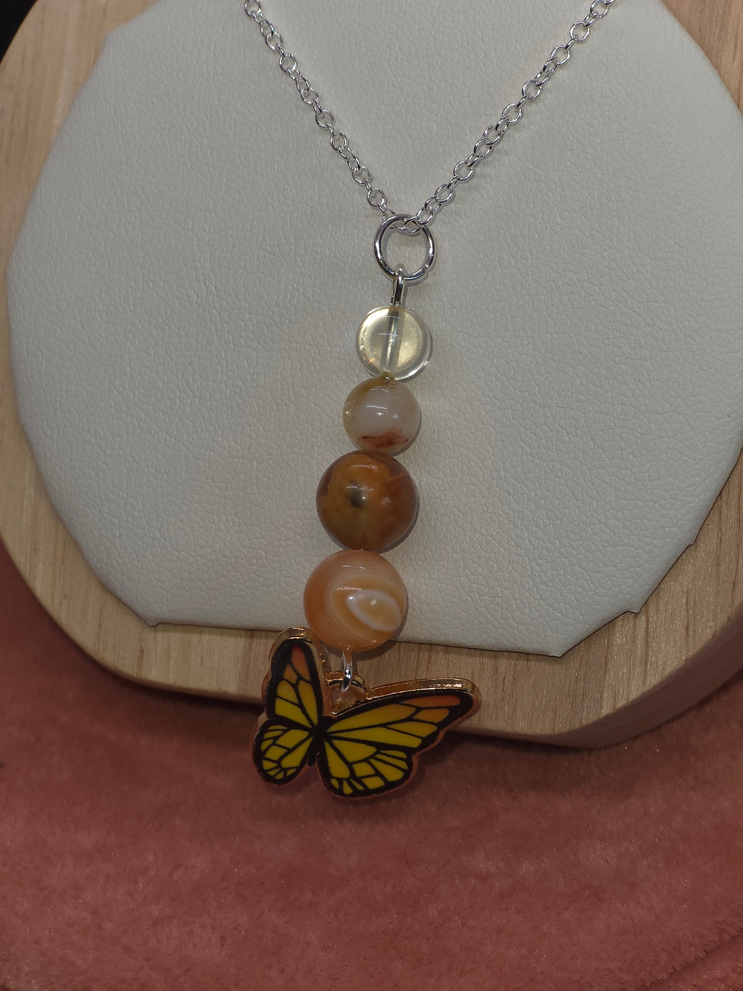 Sunny Energy Boost Necklace: Carnelian, Crazy Lace Agate, Citrine & Clear Quartz - Cinnful Charms Jewelry