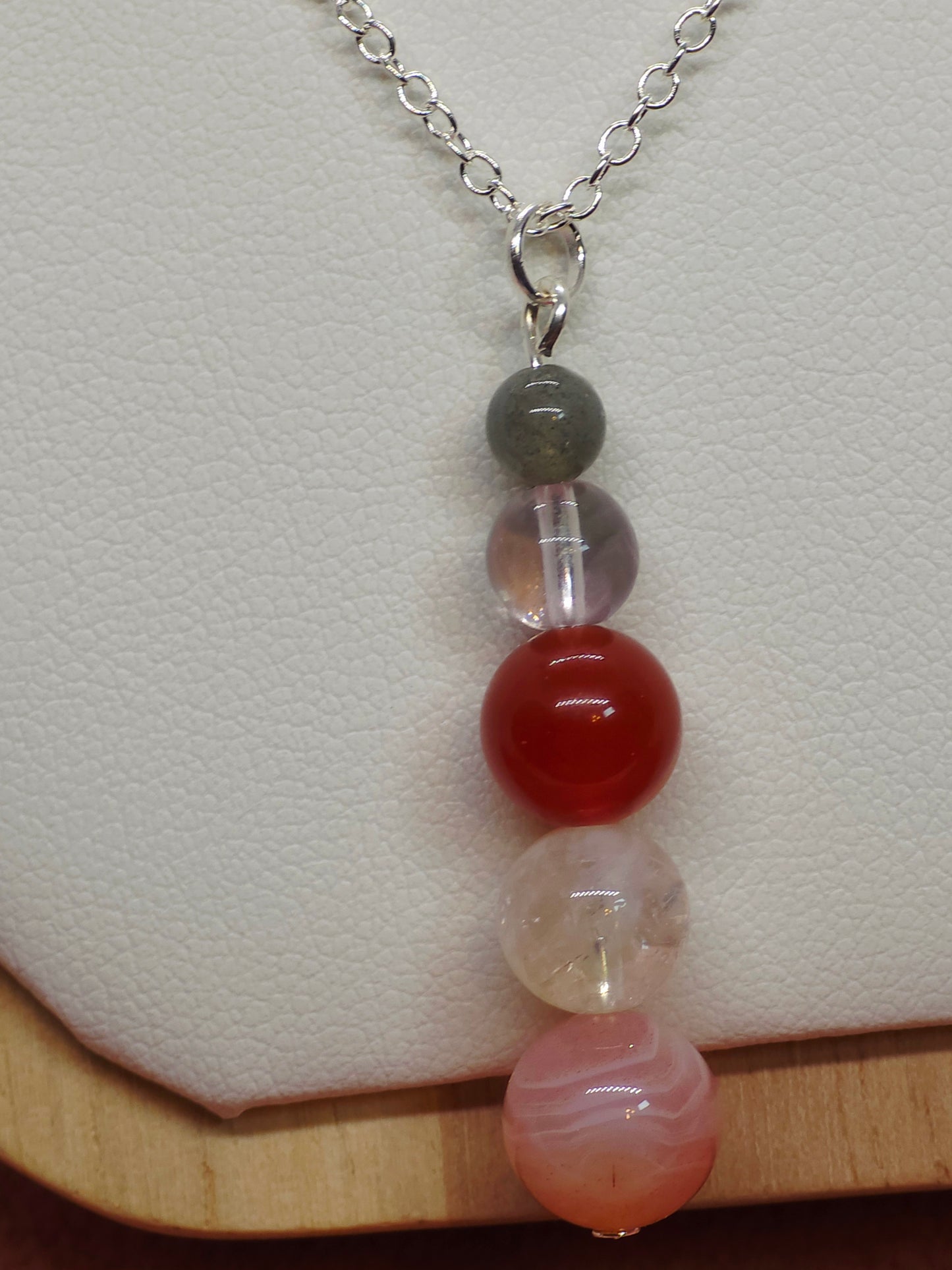 Desert Fire Necklace: Red Botswana, Clear Quartz, Carnelian & Labradorite - Cinnful Charms Jewelry