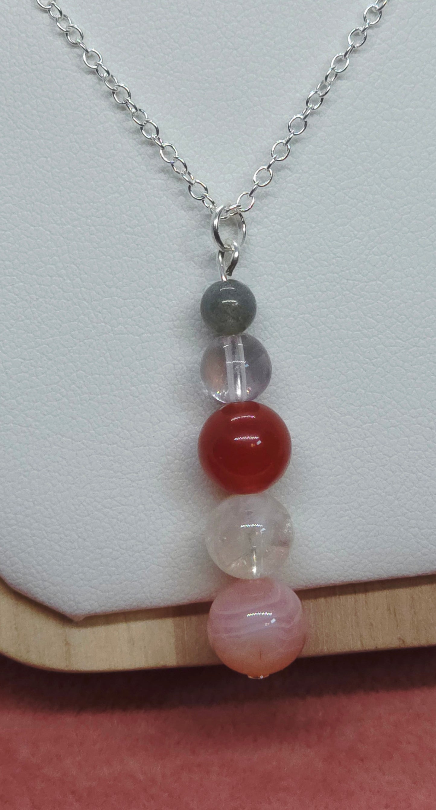 Desert Fire Necklace: Red Botswana, Clear Quartz, Carnelian & Labradorite - Cinnful Charms Jewelry