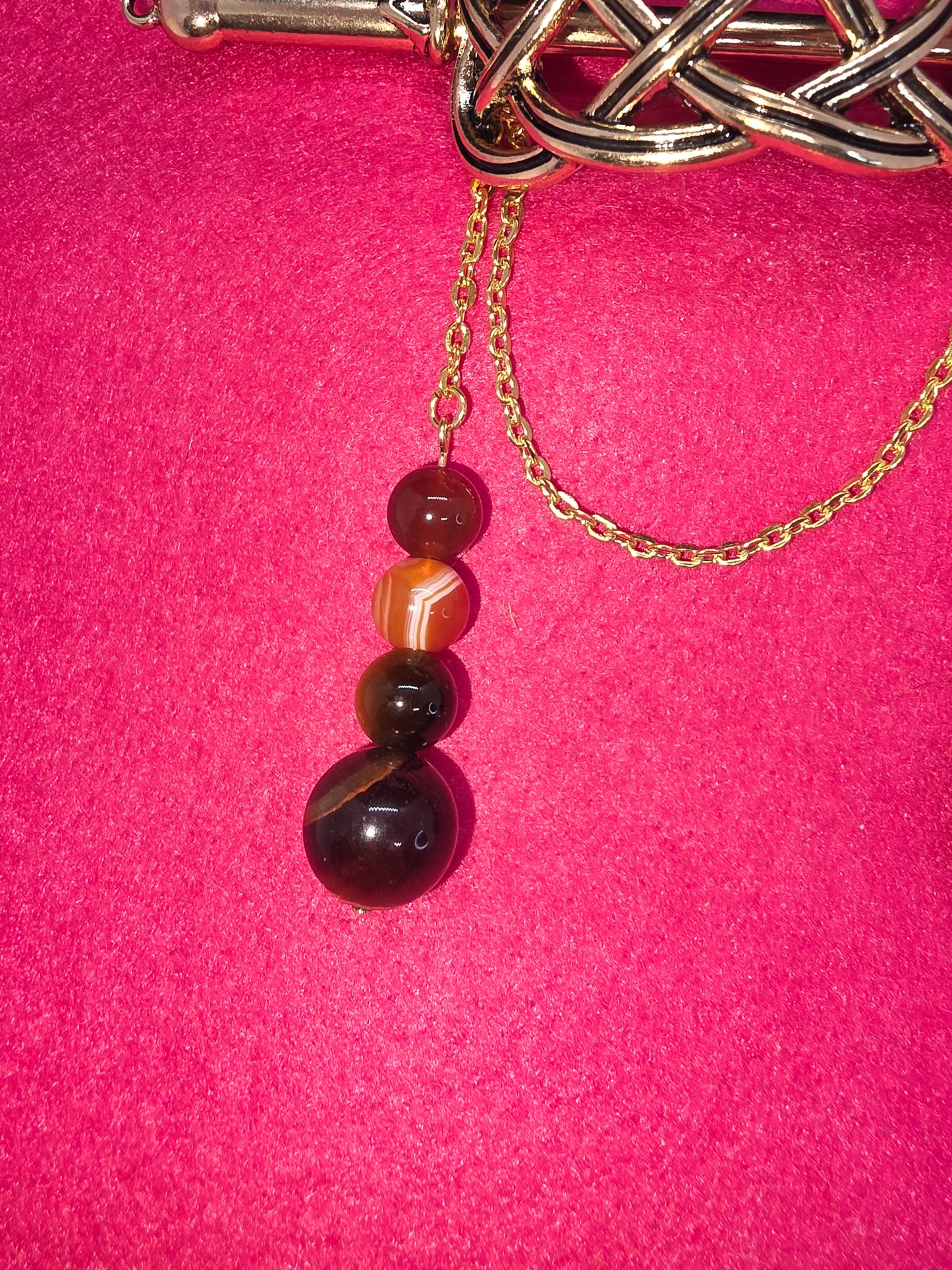 Norse & Celtic Treasures: Carnelian & Tiger's Eye Hair Clips - Cinnful Charms Jewelry