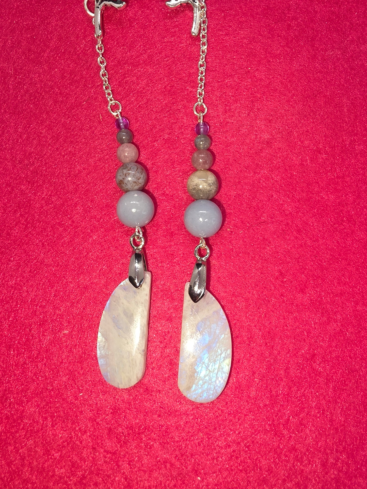 Viking & Butterfly Whispers: Silver Hair Clips with Blue Flash & Ancient Gems - Cinnful Charms Jewelry