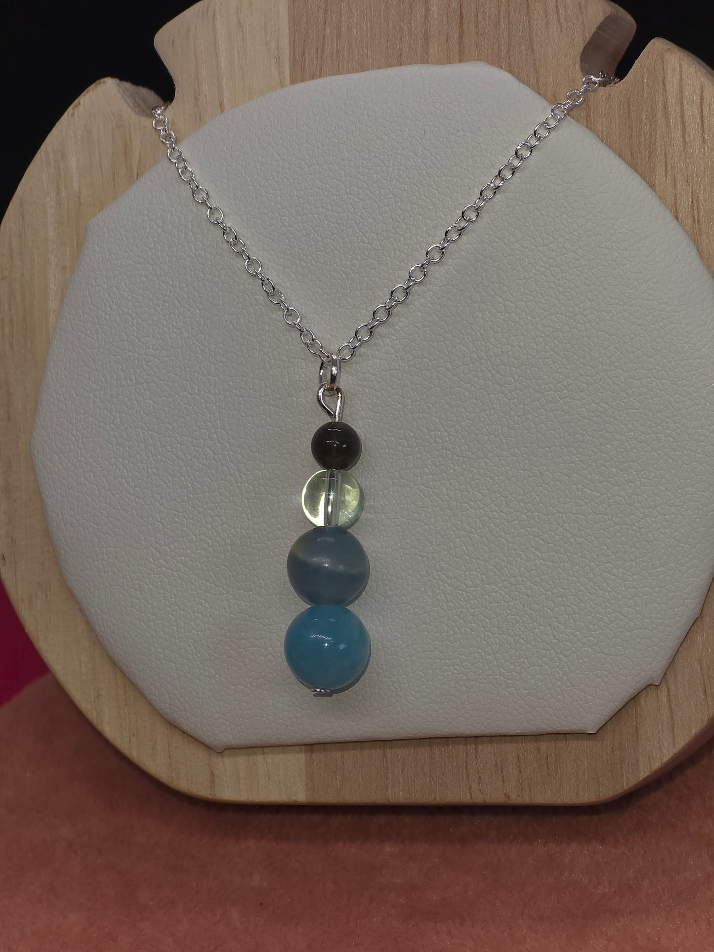 Serene Depths Necklace: Aquamarine, Lemurian Blue Calcite, Fluorite & Labradorite - Cinnful Charms Jewelry