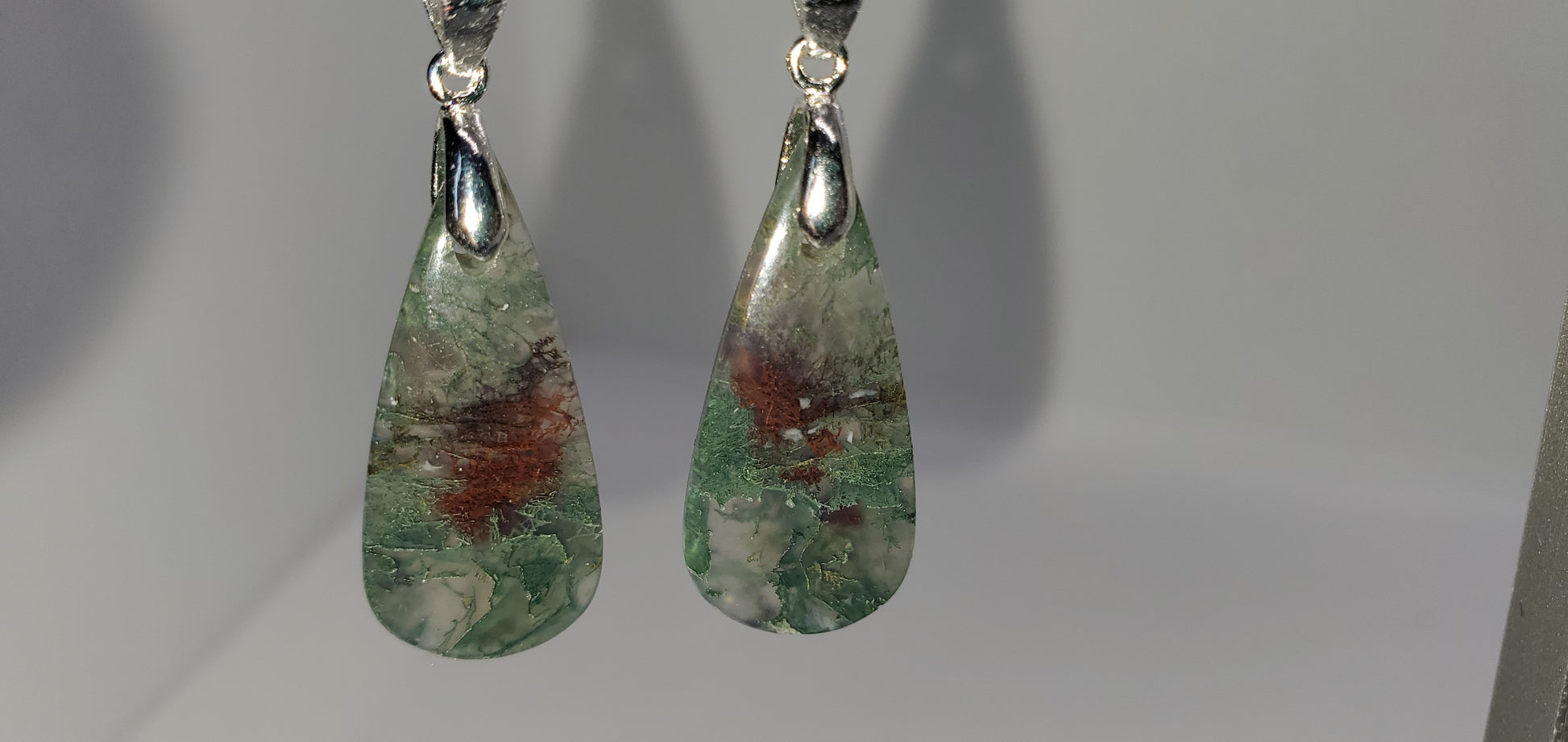 Green Fire Moss and Garnet Tears Earrings - Cinnful Charms Jewelry 