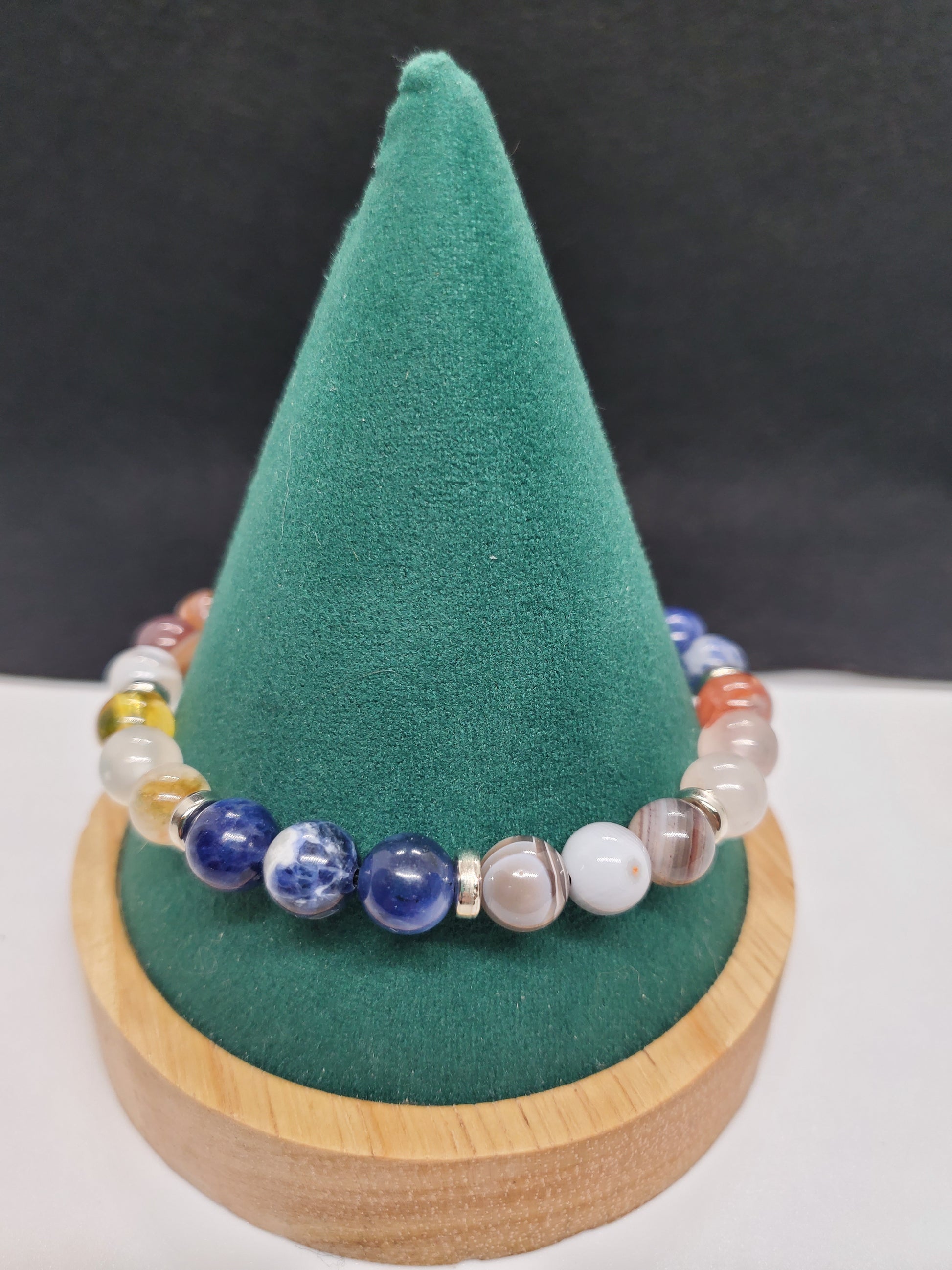 Chasing the Horizon: Botswana Agate, Citrine, Sodalite & Fire Quartz Sunset Bracelet - Cinnful Charms Jewelry 