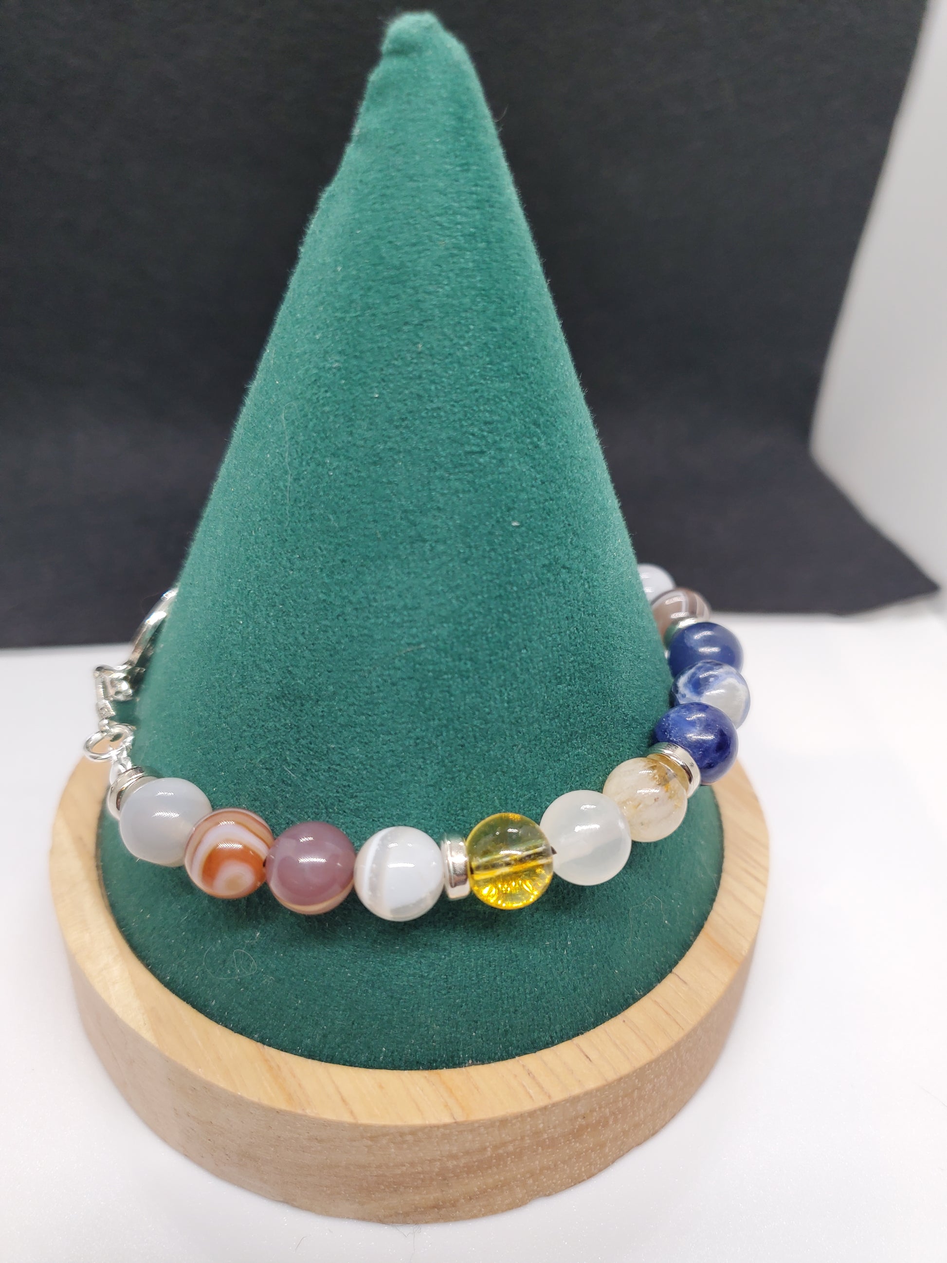 Chasing the Horizon: Botswana Agate, Citrine, Sodalite & Fire Quartz Sunset Bracelet - Cinnful Charms Jewelry 