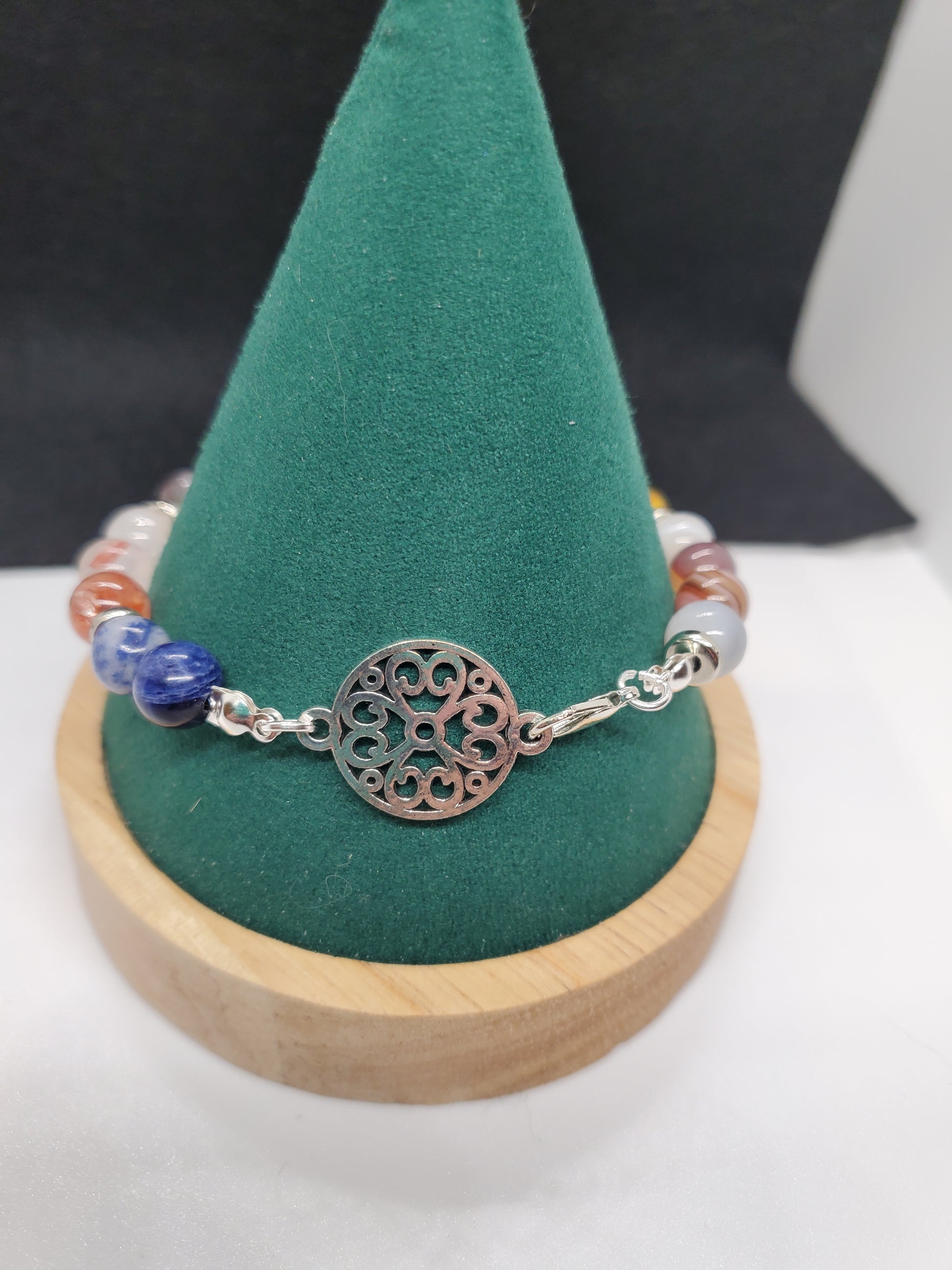 Chasing the Horizon: Botswana Agate, Citrine, Sodalite & Fire Quartz Sunset Bracelet - Cinnful Charms Jewelry 