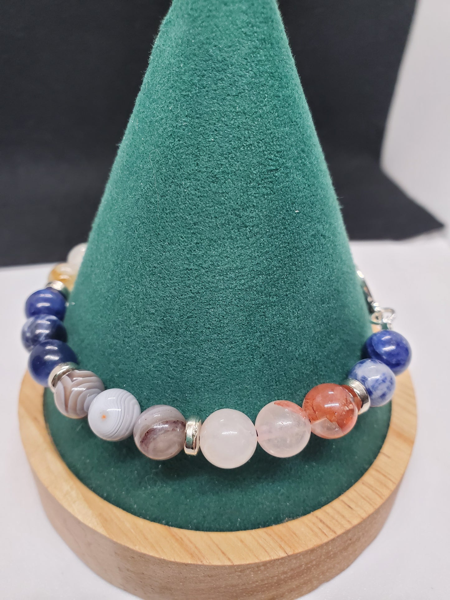 Chasing the Horizon: Botswana Agate, Citrine, Sodalite & Fire Quartz Sunset Bracelet - Cinnful Charms Jewelry 