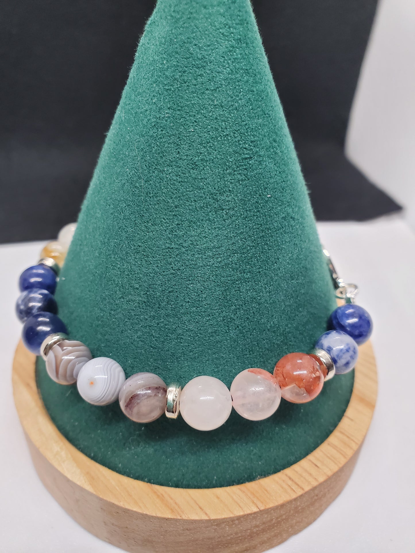 Chasing the Horizon: Botswana Agate, Citrine, Sodalite & Fire Quartz Sunset Bracelet - Cinnful Charms Jewelry 