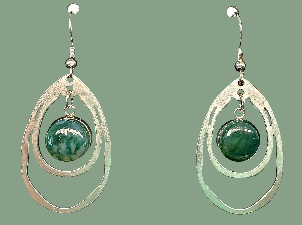 Stunning Moss Agate Earrings: Nature's Beauty Captured - Cinnful Charms Jewelry 