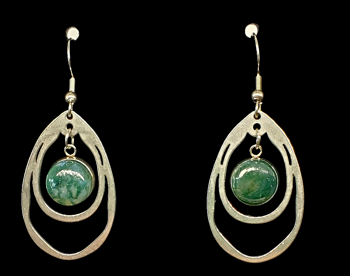 Stunning Moss Agate Earrings: Nature's Beauty Captured - Cinnful Charms Jewelry 