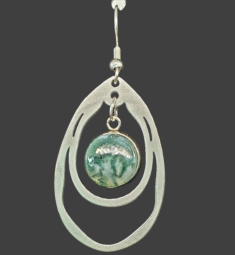 Stunning Moss Agate Earrings: Nature's Beauty Captured - Cinnful Charms Jewelry 